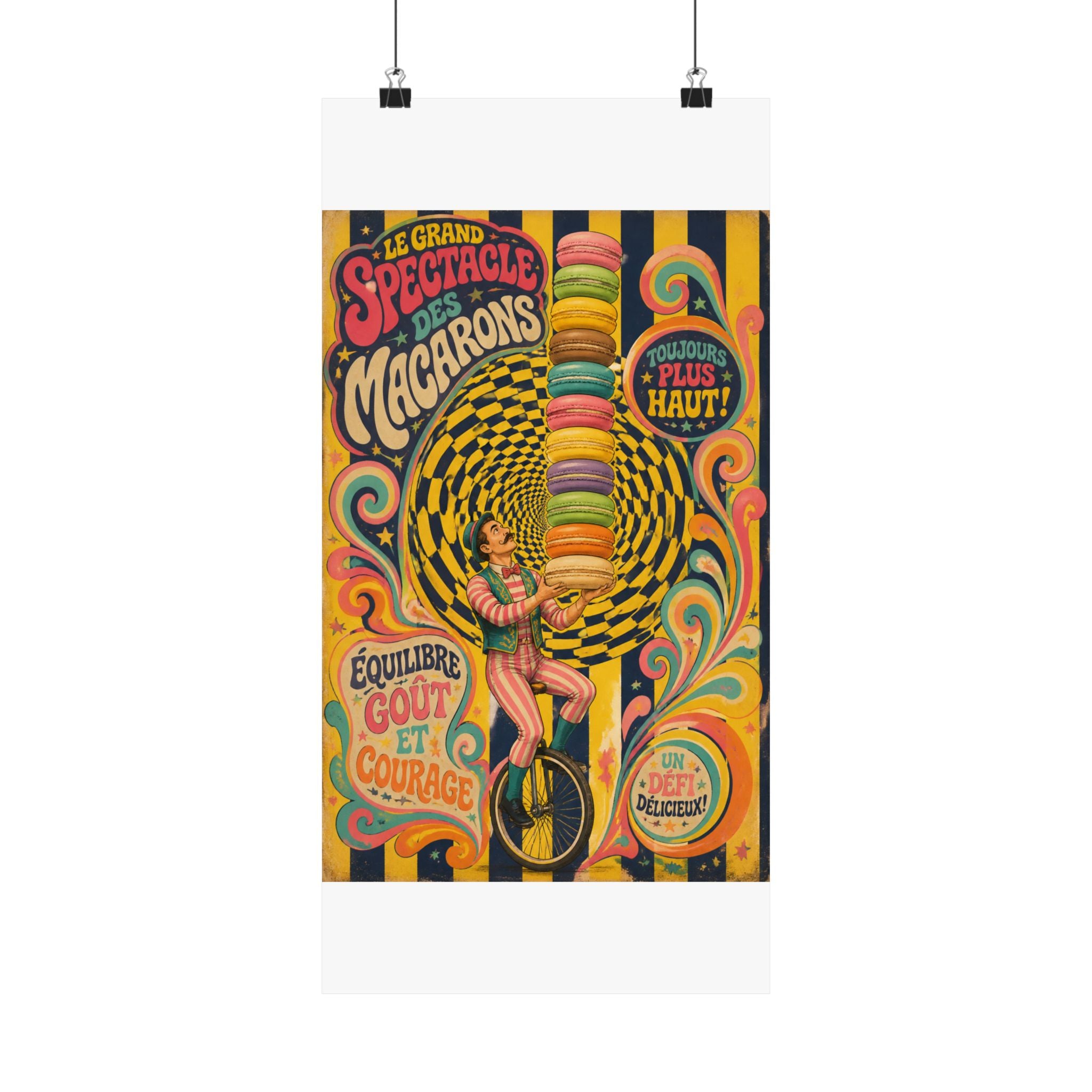 Macaron Balancing Tower Wall Art Poster 24×36 Psychedelic Dining Room Decor Maximalist Print