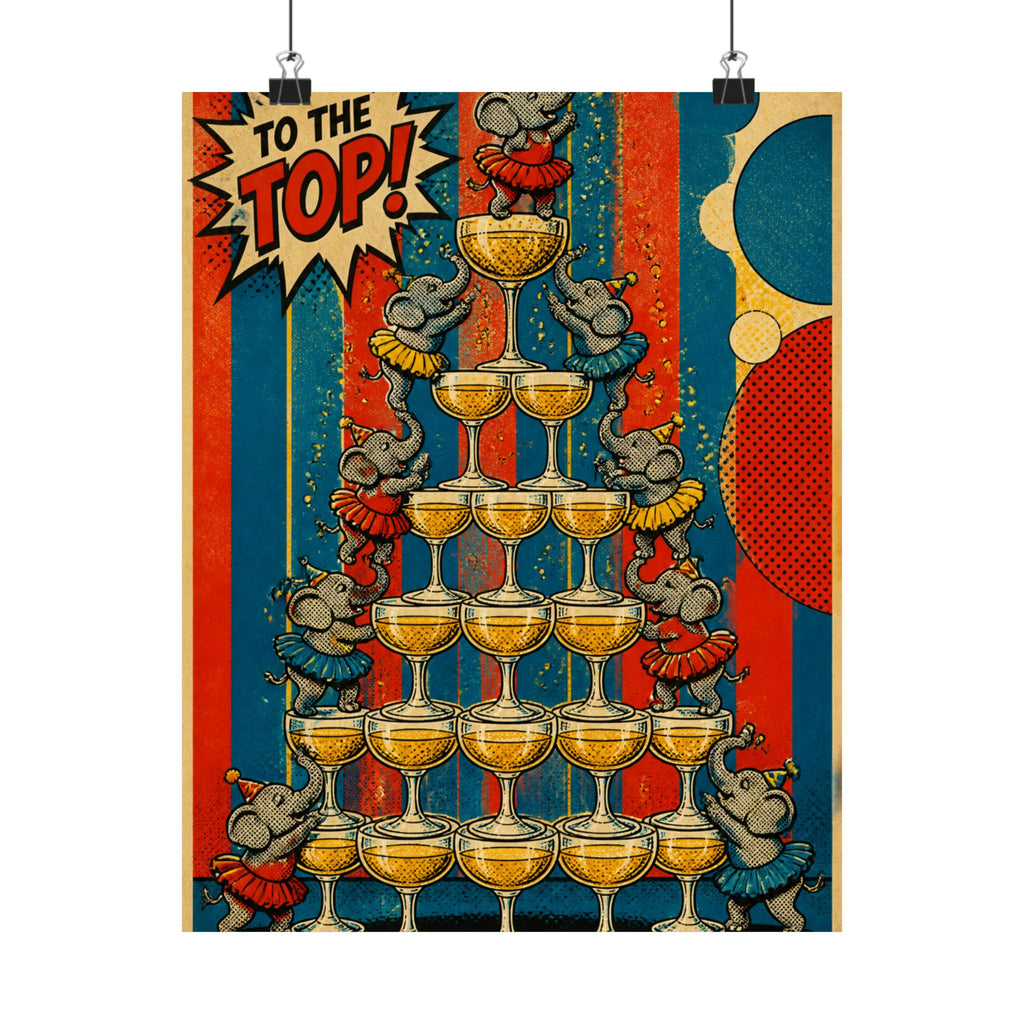 Champagne Tower Elephants Wall Art Poster 24×36 Pop Art Restaurant Decor Maximalist Print