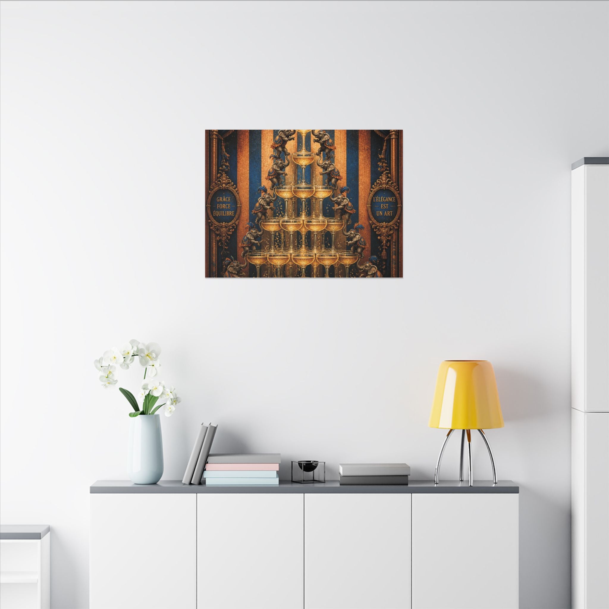 Champagne Tower Elephants Wall Art Canvas 24×36 Baroque Studio Decor Maximalist Print
