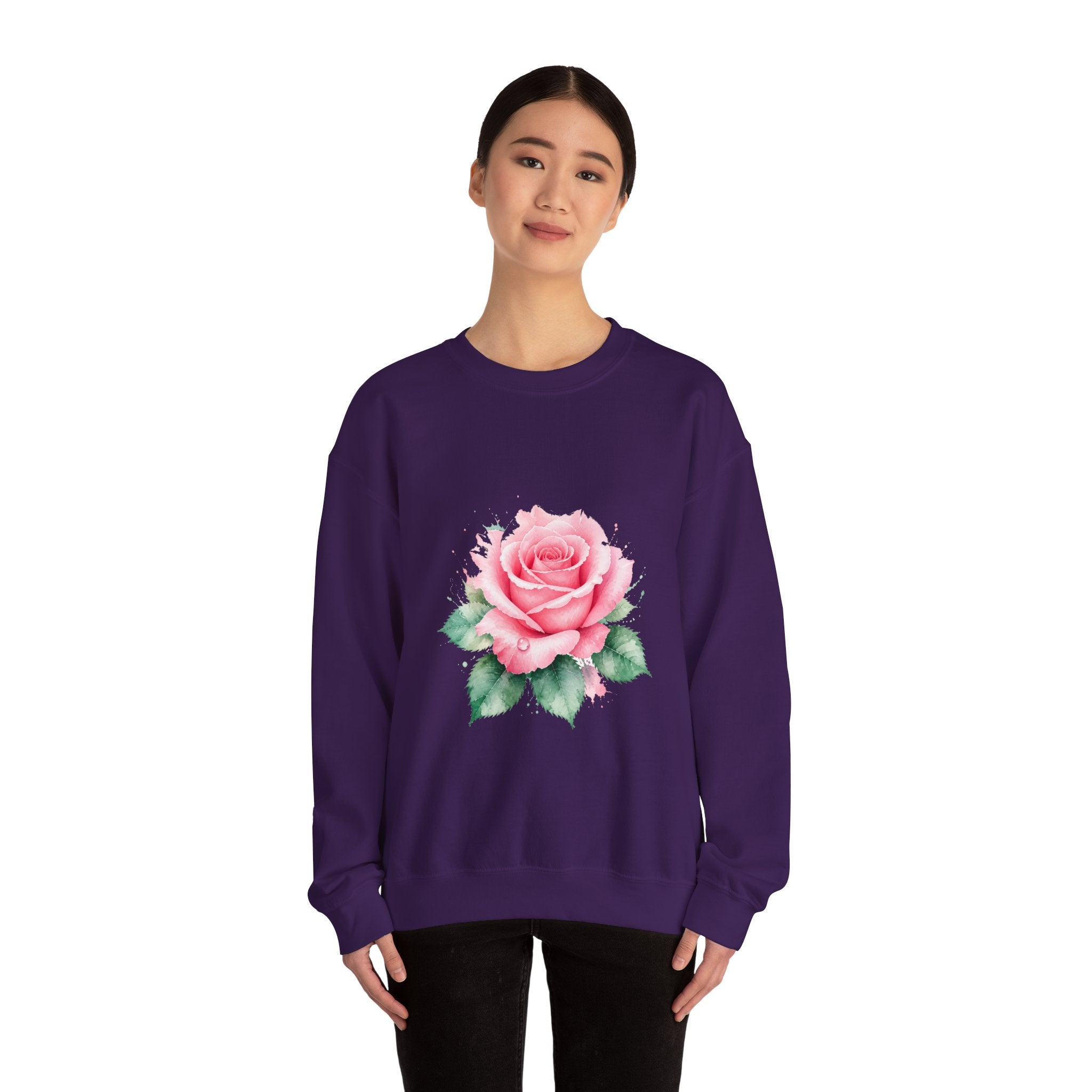Matching Couple Sweatshirt - Rose & Thorn Matching Couple Comfort Colors Crew Watercolor Art His Hers Birthday Gift - Design A