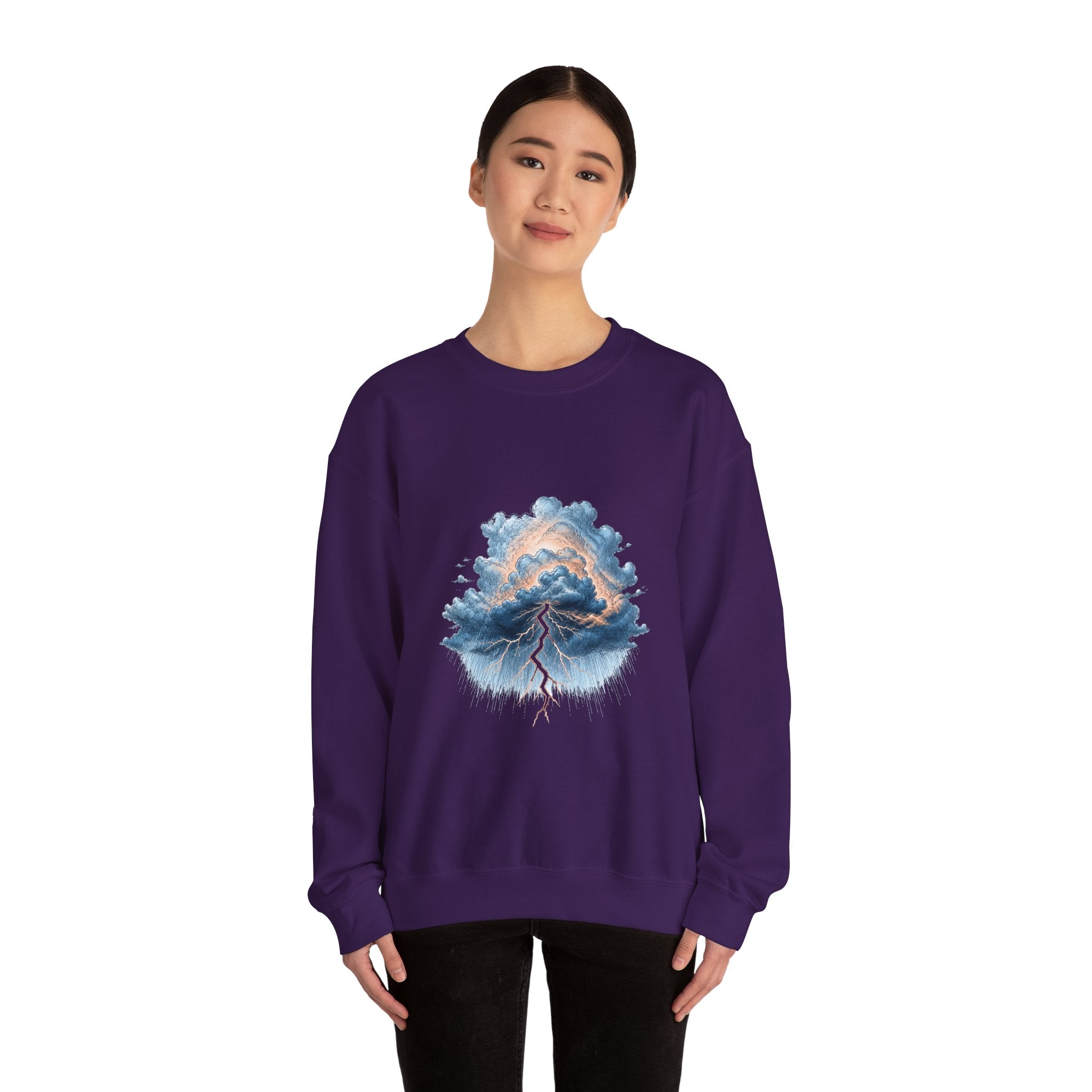 Matching Couple Sweatshirt - Storm & Rainbow Matching Couple Comfort Colors Crew Hand-Drawn Art His Hers Anniversary Gift - Design A
