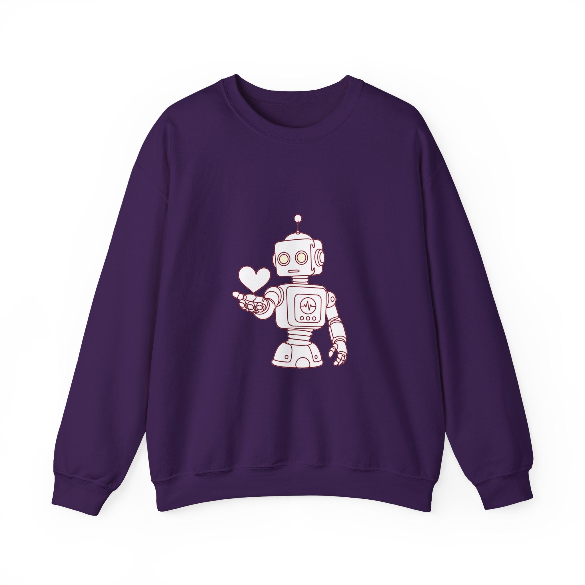 Matching Couple Sweatshirt - Robot & Heart Matching Couple Comfort Colors Crew Minimalist Art His Hers Christmas Gift - Design A