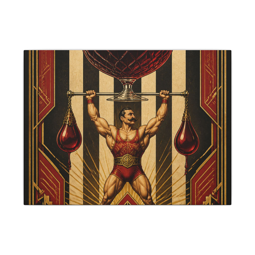 Wine Glass Strongman Wall Art Canvas 16×20 Art Deco Entryway Decor Maximalist Print