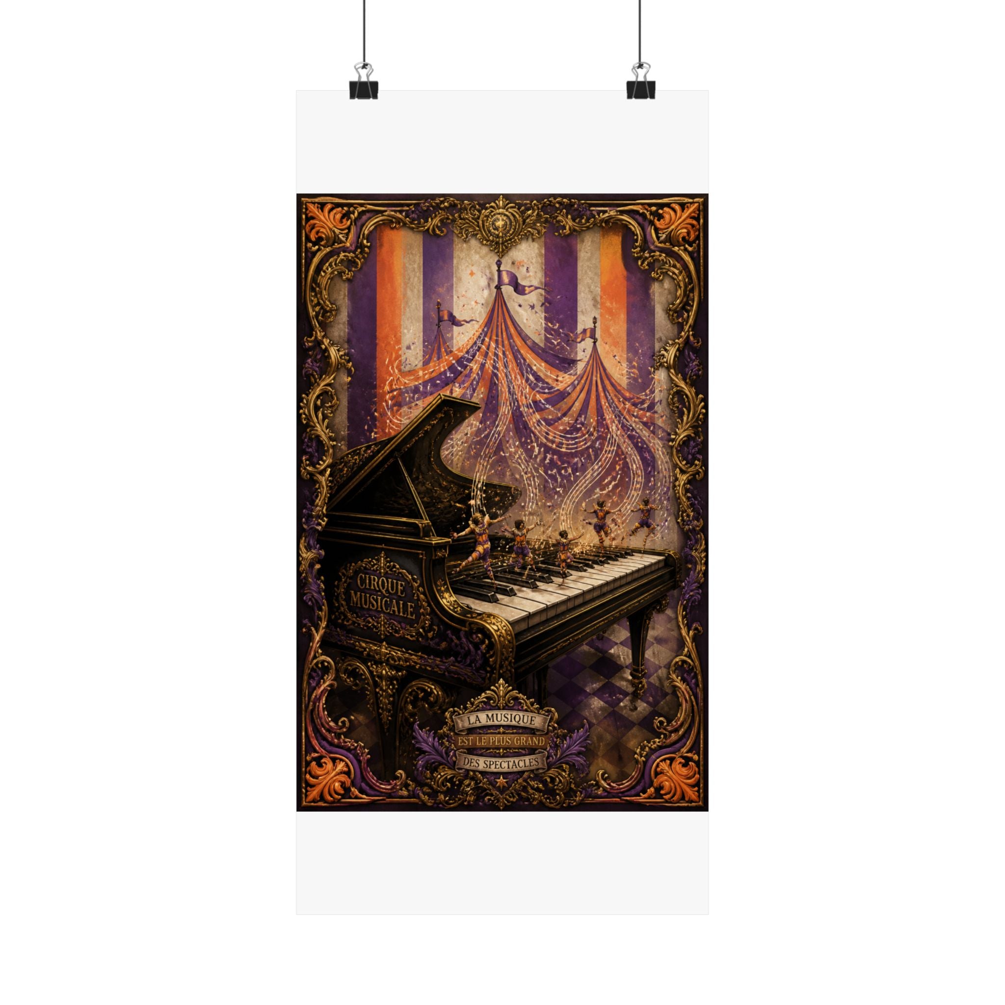Grand Piano Acrobats Wall Art Poster 24×36 Baroque Studio Decor Maximalist Print