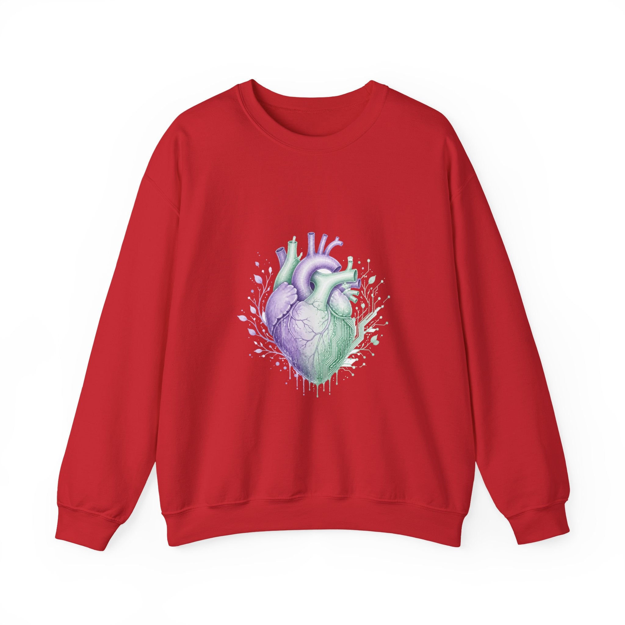 Matching Couple Sweatshirt - Robot & Heart Matching Couple Premium Fleece Sweatshirt Watercolor Art His Hers Birthday Gift - Design B