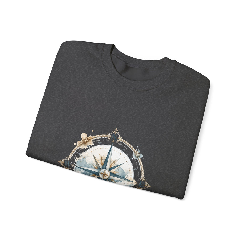 Matching Couple Sweatshirt - Compass North & South Matching Couple Crewneck Sweatshirt Watercolor Art His Hers Engagement Gift - Design A