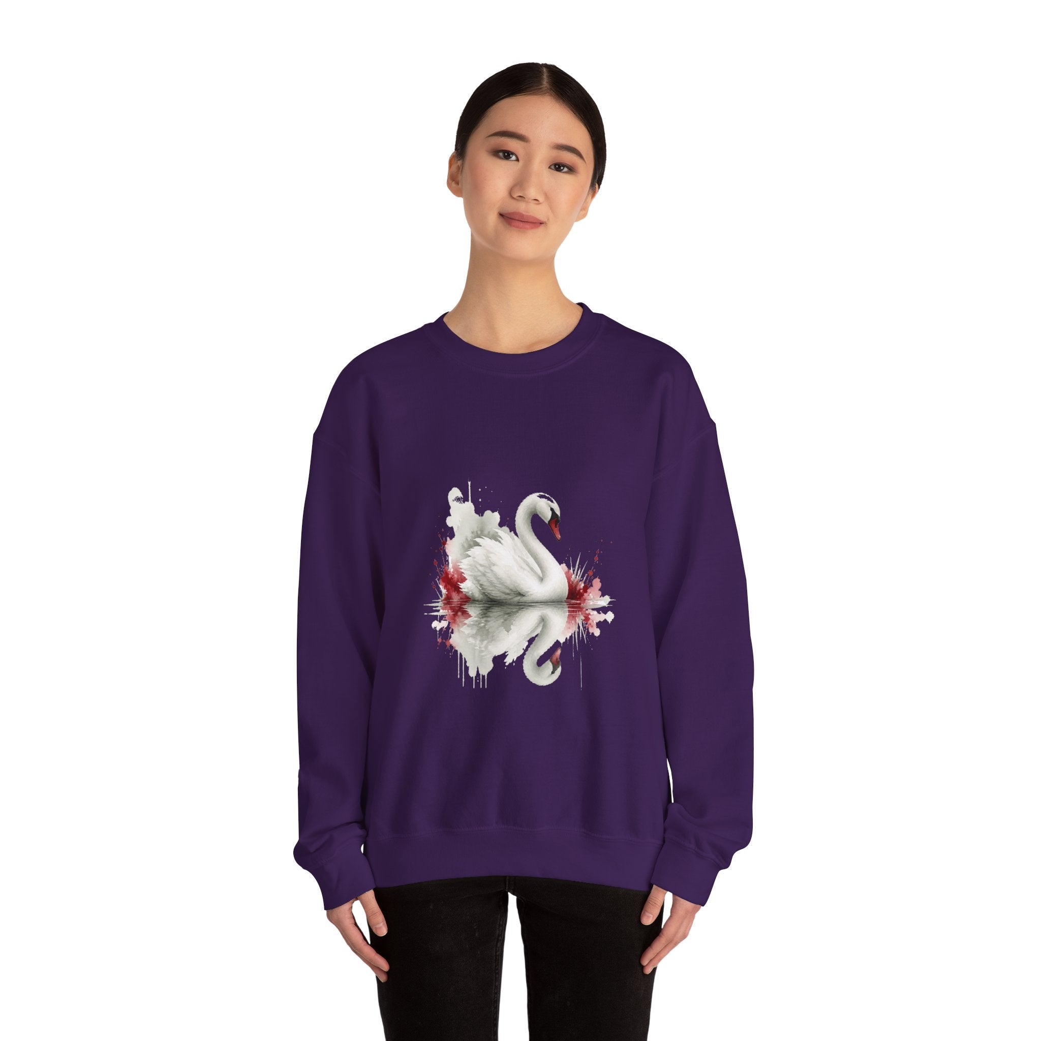 Matching Couple Sweatshirt - Raven & Swan Matching Couple Comfort Colors Crew Watercolor Art His Hers Birthday Gift - Design B