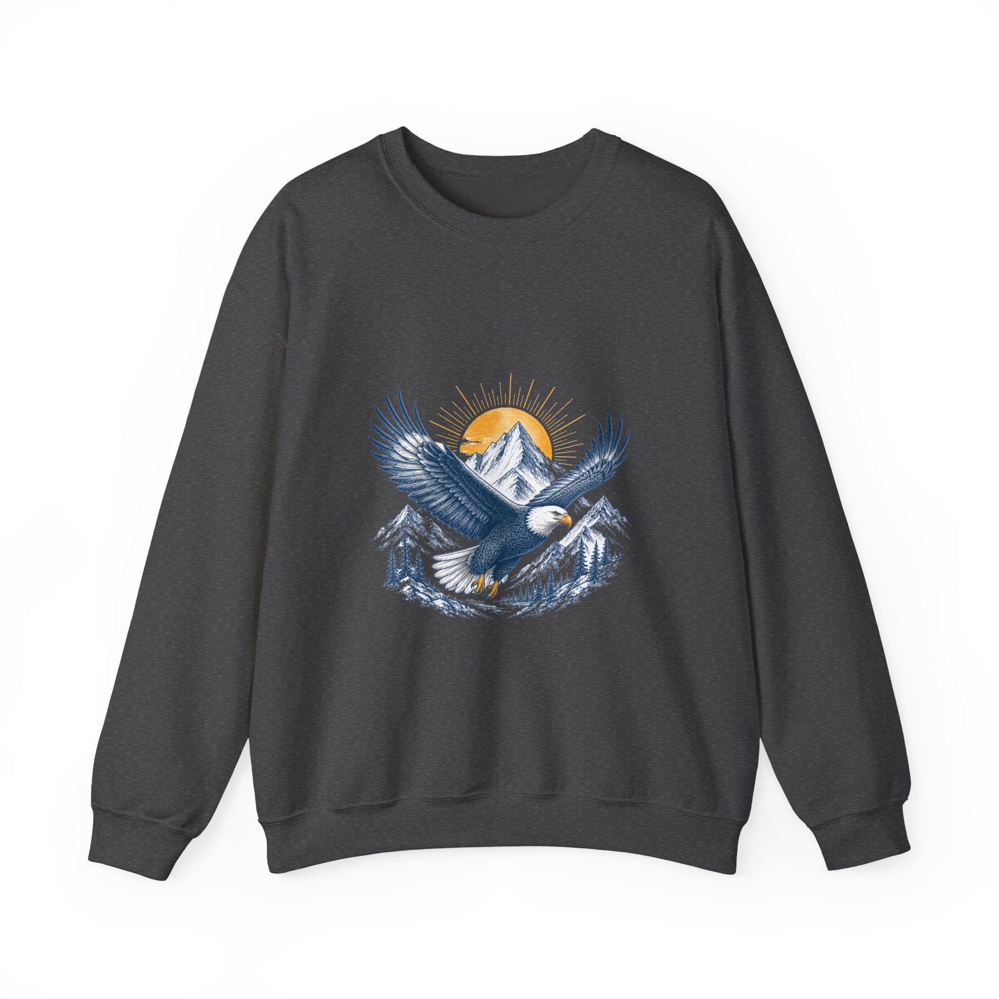 Matching Couple Sweatshirt - Eagle & Whale Matching Couple Premium Fleece Sweatshirt Hand-Drawn Art His Hers Anniversary Gift - Design A