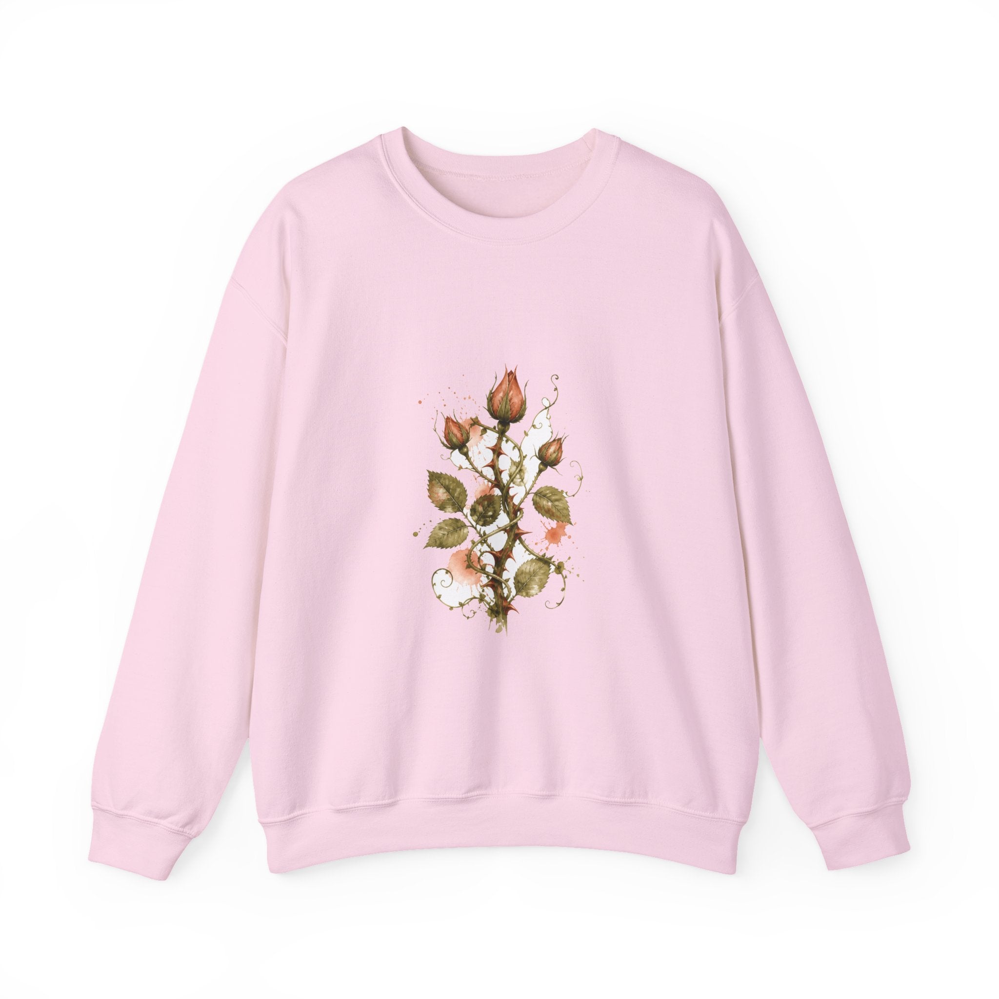 Matching Couple Sweatshirt - Rose & Thorn Matching Couple Premium Fleece Sweatshirt Watercolor Art His Hers Birthday Gift - Design B