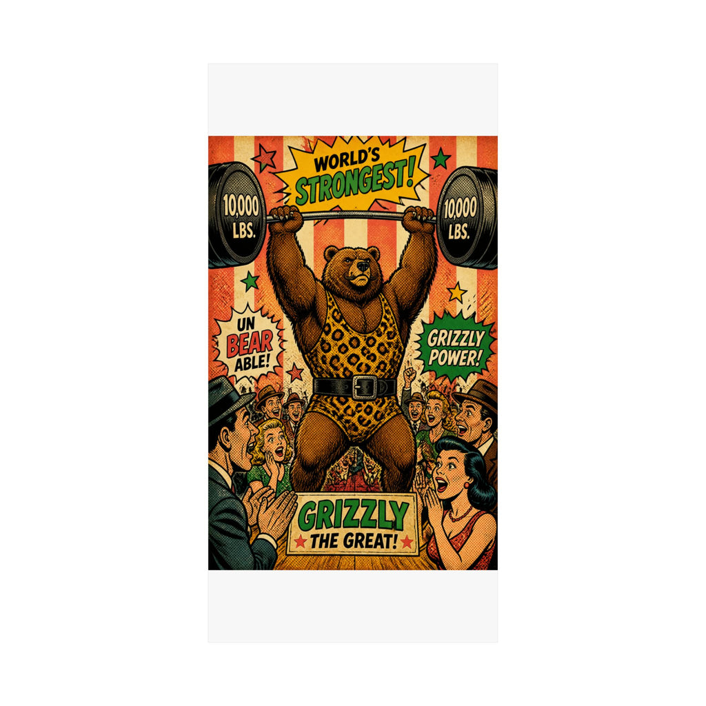 Strongman Bear Wall Art Poster 24×36 Pop Art Restaurant Decor Maximalist Print