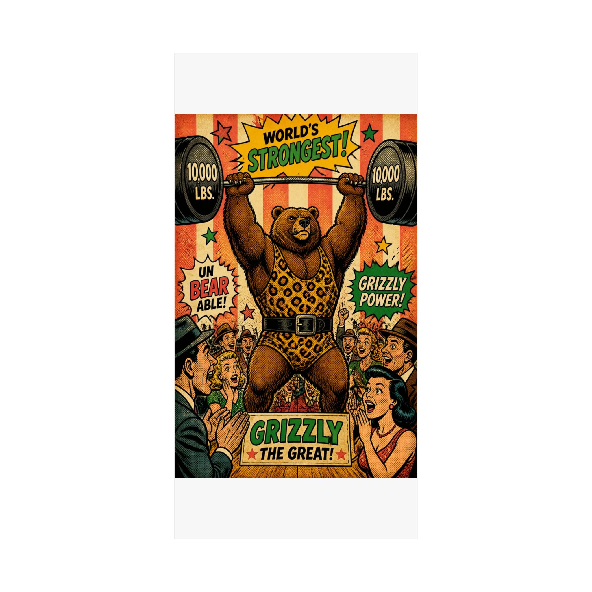 Strongman Bear Wall Art Poster 24×36 Pop Art Restaurant Decor Maximalist Print