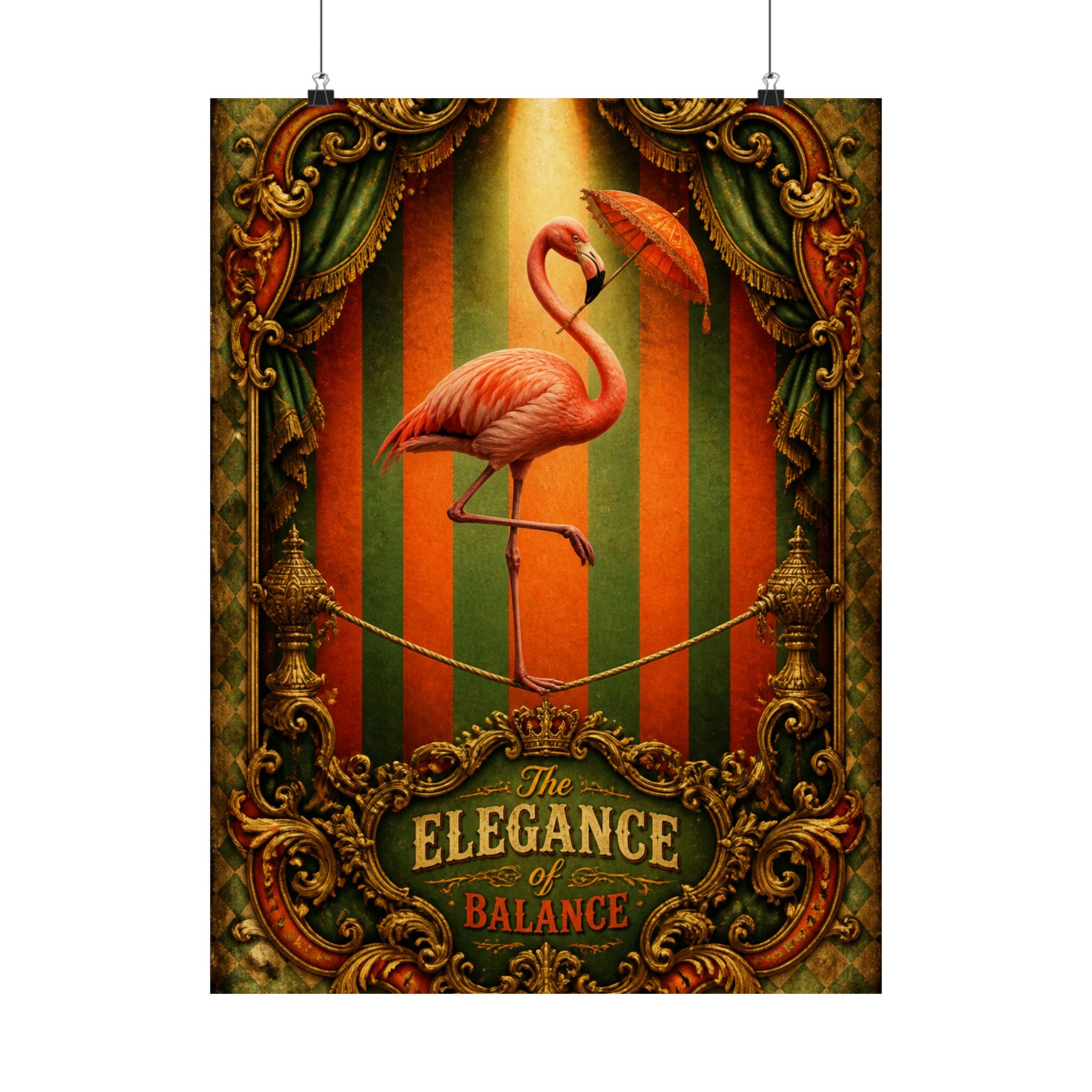 Flamingo Tightrope Wall Art Poster 18×24 Baroque Home Office Decor Maximalist Print