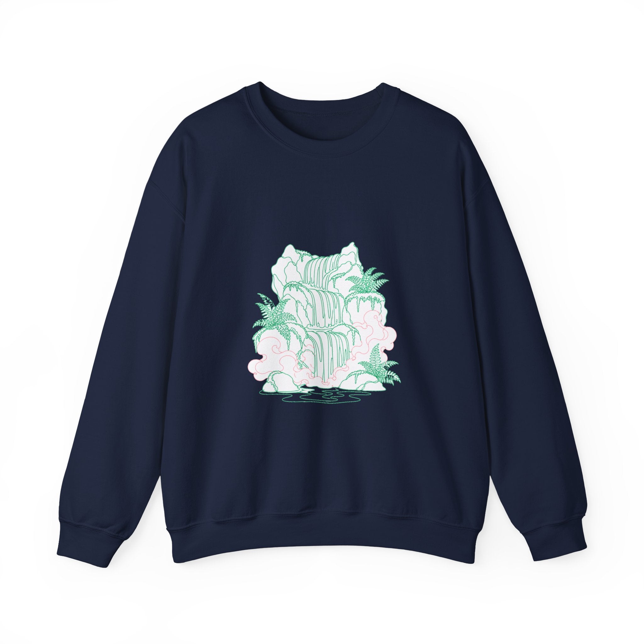 Matching Couple Sweatshirt - Wildfire & Waterfall Matching Couple Premium Fleece Sweatshirt Minimalist Art His Hers Christmas Gift - Design B