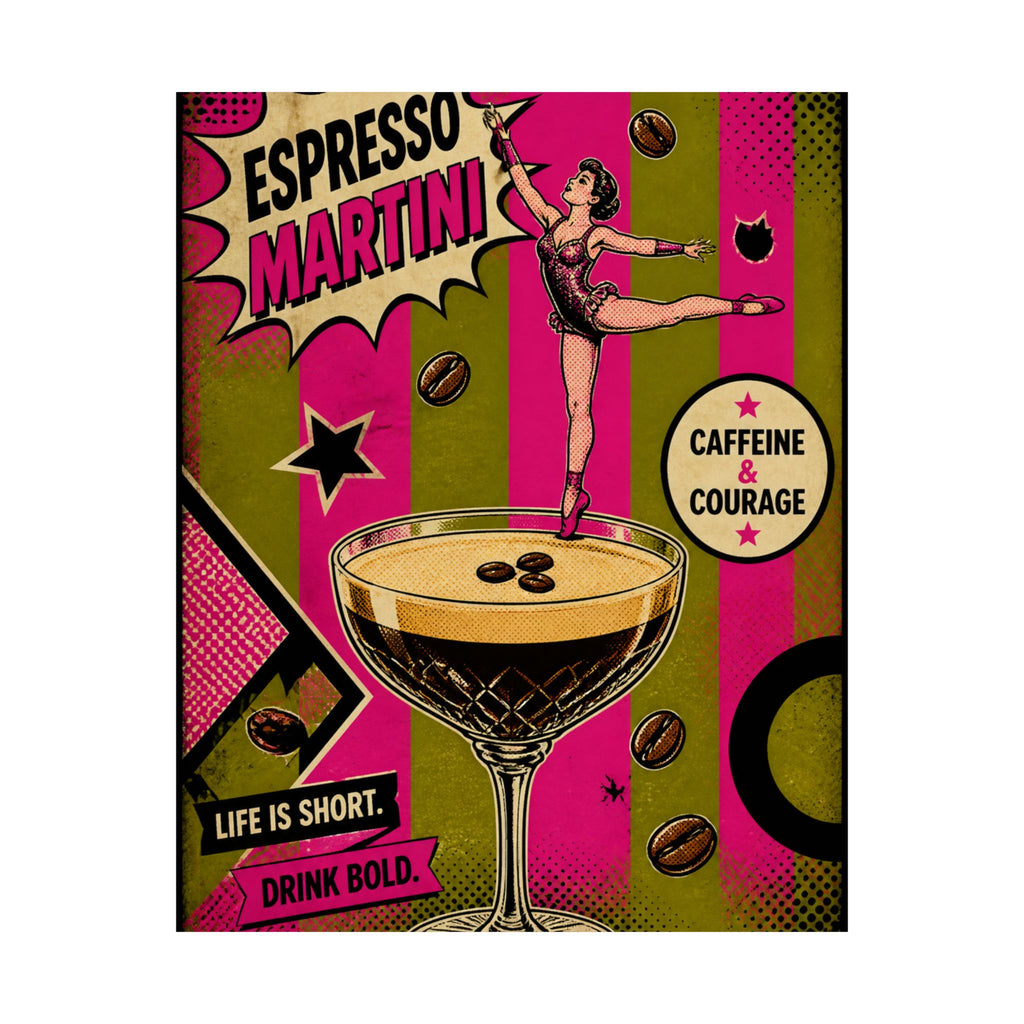 Espresso Martini Acrobat Wall Art Poster 24×36 Pop Art Restaurant Decor Maximalist Print