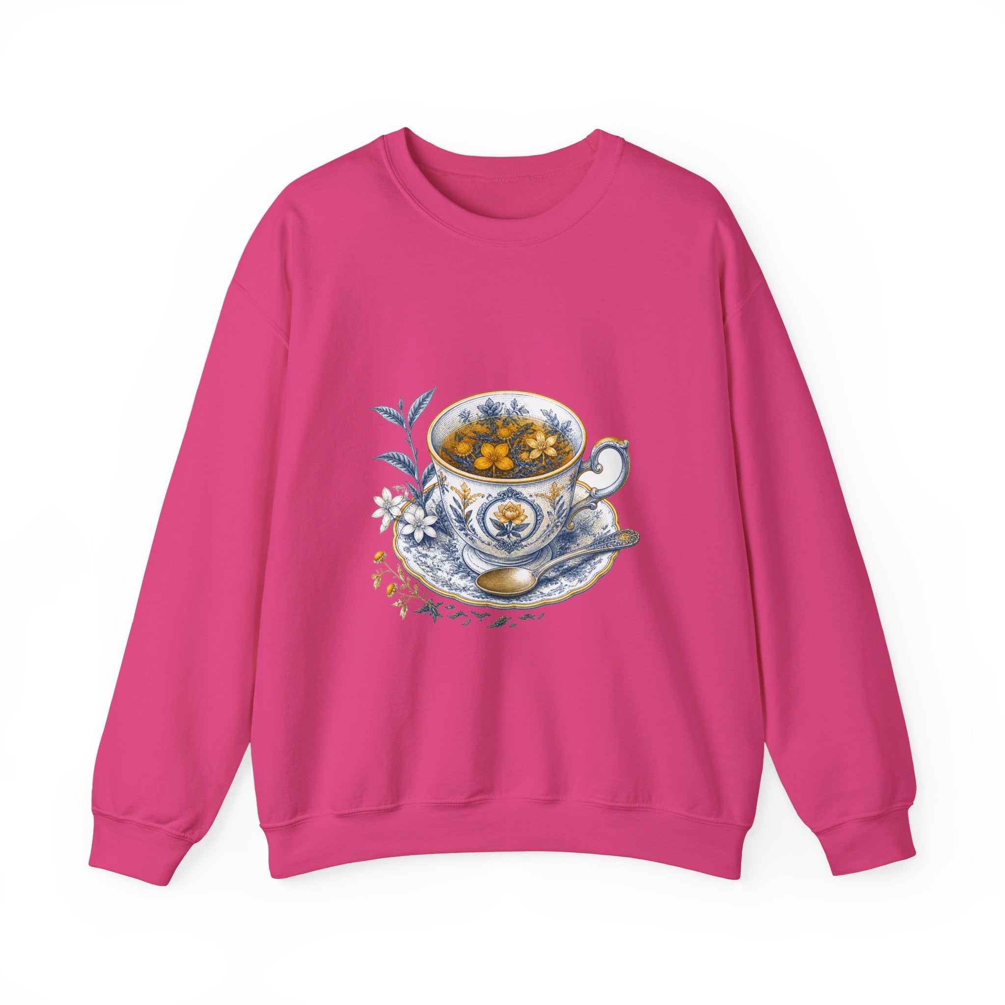 Matching Couple Sweatshirt - Coffee & Tea Matching Couple Crewneck Sweatshirt Vintage Art His Hers Wedding Gift - Design B