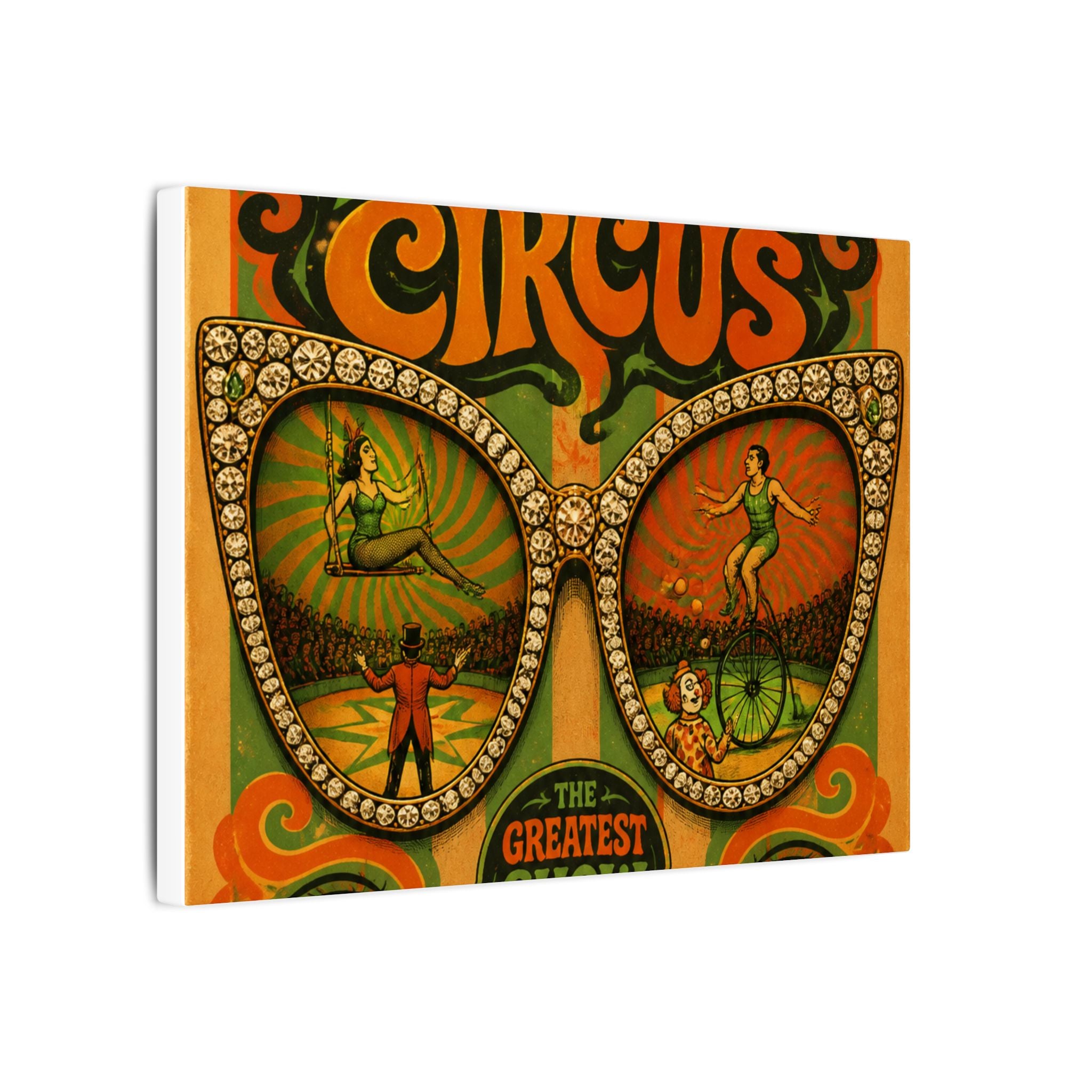 Sunglasses Circus Ring Wall Art Canvas 24×36 Psychedelic Dining Room Decor Maximalist Print