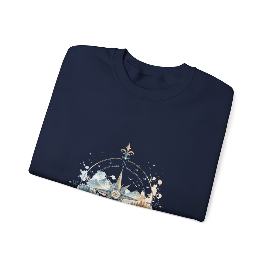 Matching Couple Sweatshirt - Compass North & South Matching Couple Crewneck Sweatshirt Watercolor Art His Hers Engagement Gift - Design B