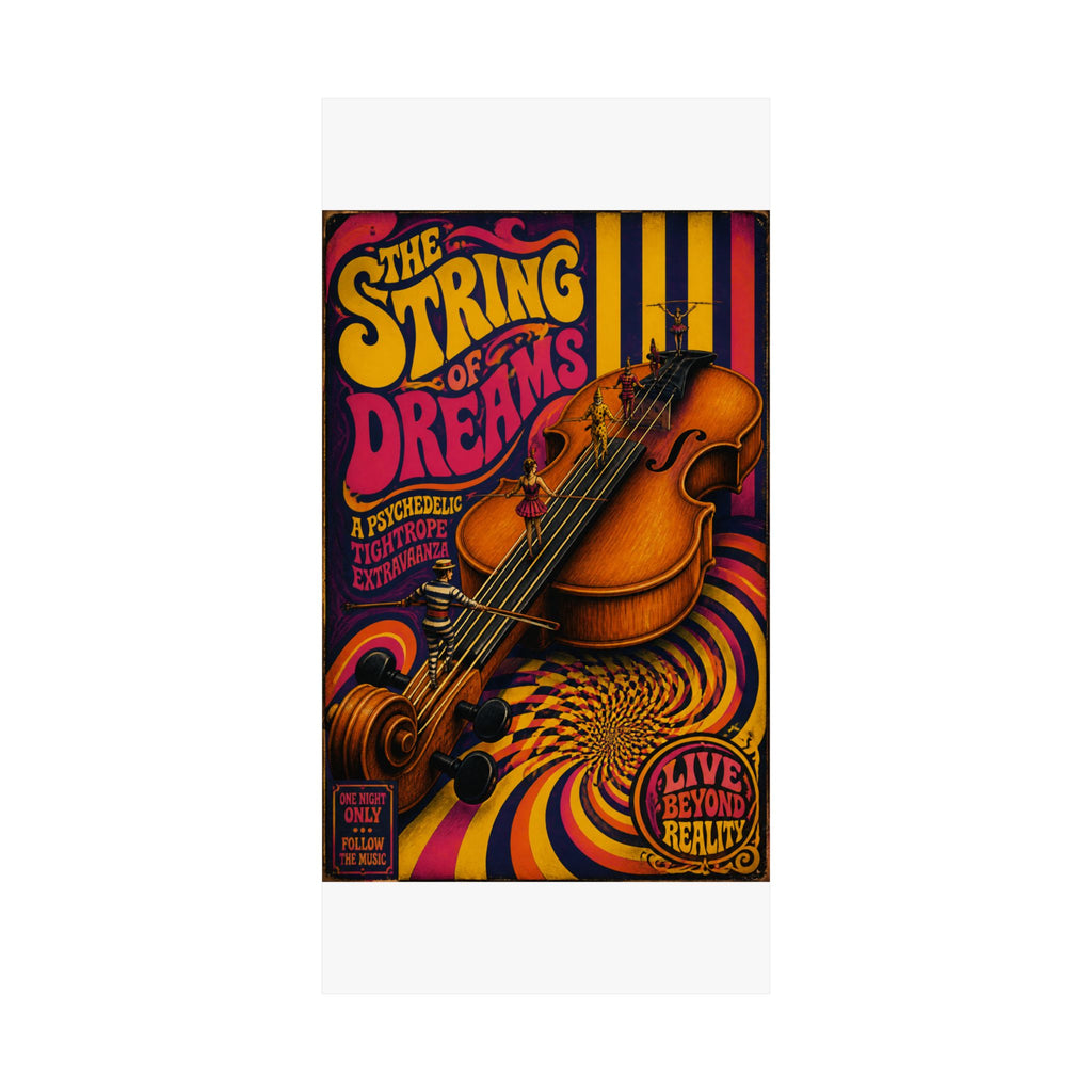 Violin Tightrope Bridge Wall Art Poster 18×24 Psychedelic Cafe Decor Maximalist Print