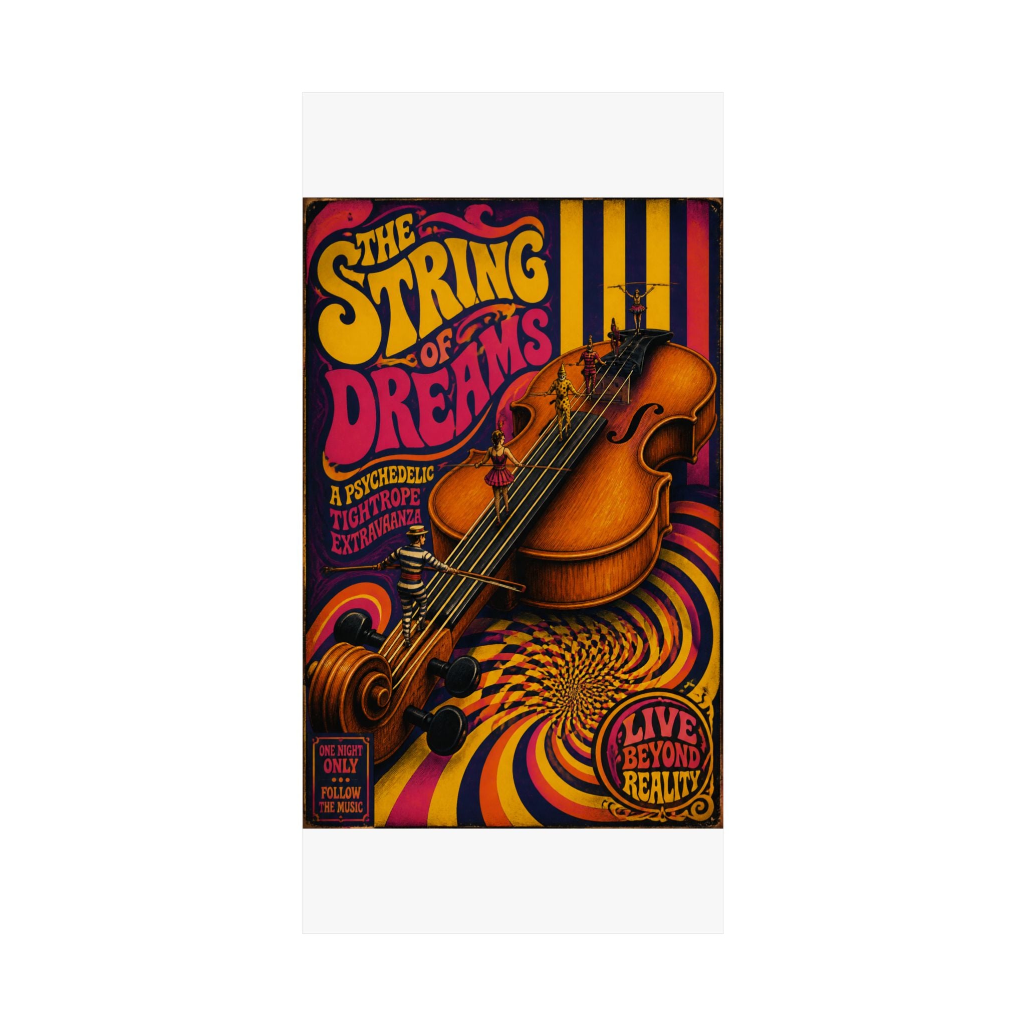 Violin Tightrope Bridge Wall Art Poster 18×24 Psychedelic Cafe Decor Maximalist Print