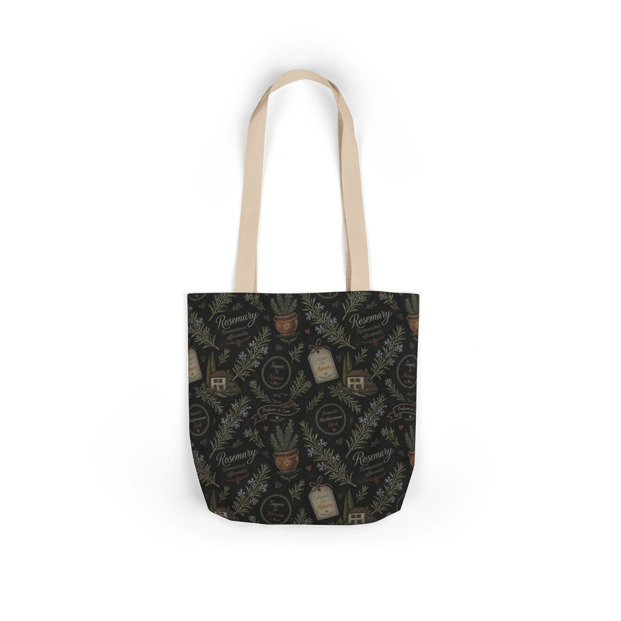 Rosemary Sprigs Canvas Tote Bag Mediterranean Kitchen Chalk Art Design Italian Cottagecore Gift