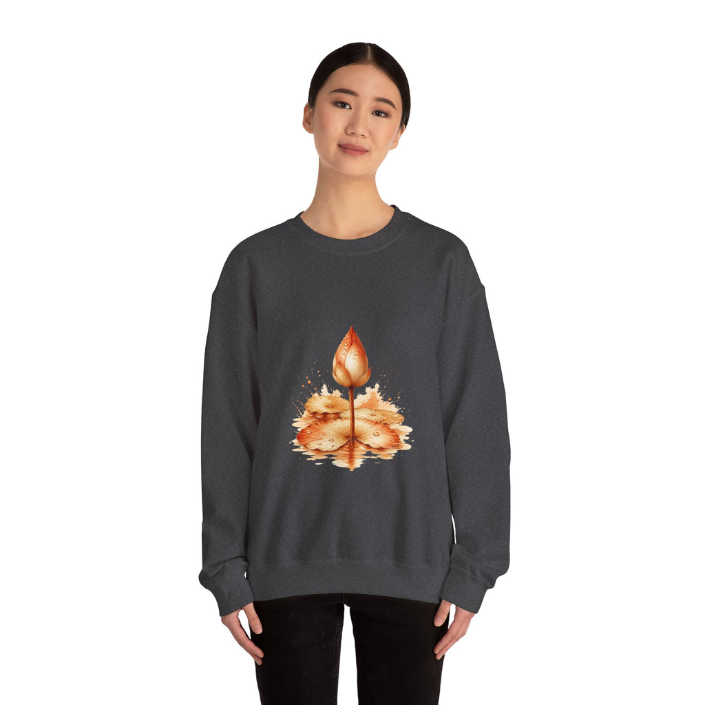 Matching Couple Sweatshirt - Open & Closed Lotus Matching Couple Comfort Colors Crew Watercolor Art His Hers Birthday Gift - Design B
