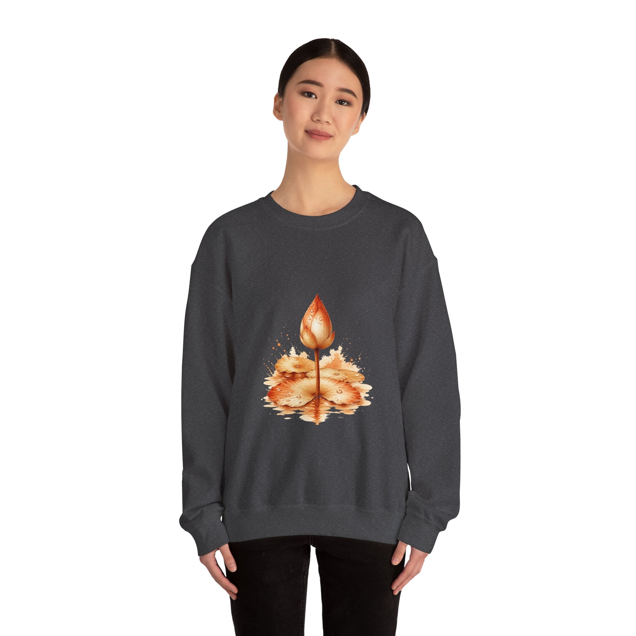 Matching Couple Sweatshirt - Open & Closed Lotus Matching Couple Comfort Colors Crew Watercolor Art His Hers Birthday Gift - Design B
