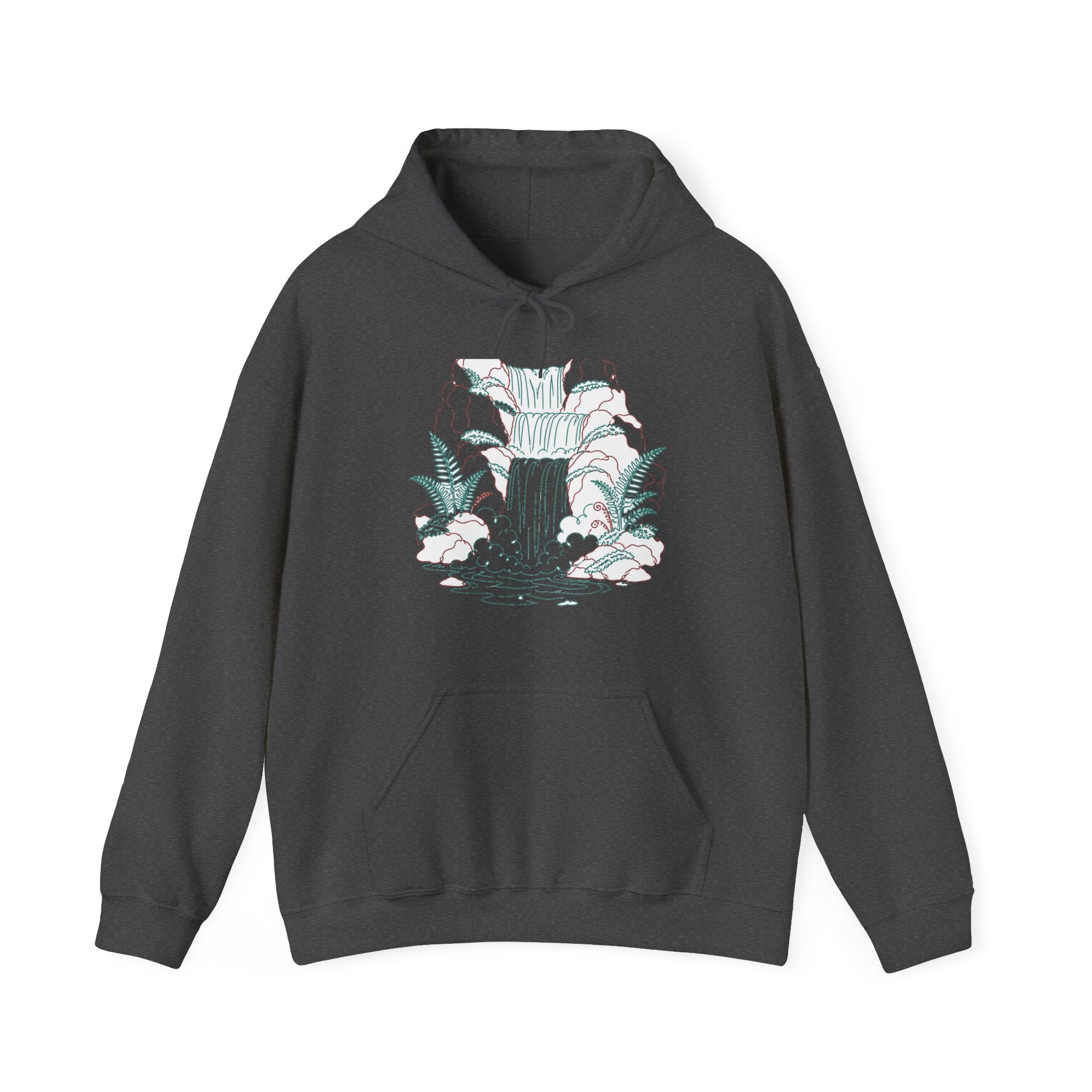 Matching Couple Sweatshirt - Wildfire & Waterfall Matching Couple Hooded Sweatshirt Minimalist Art His Hers Valentine Gift - Design B