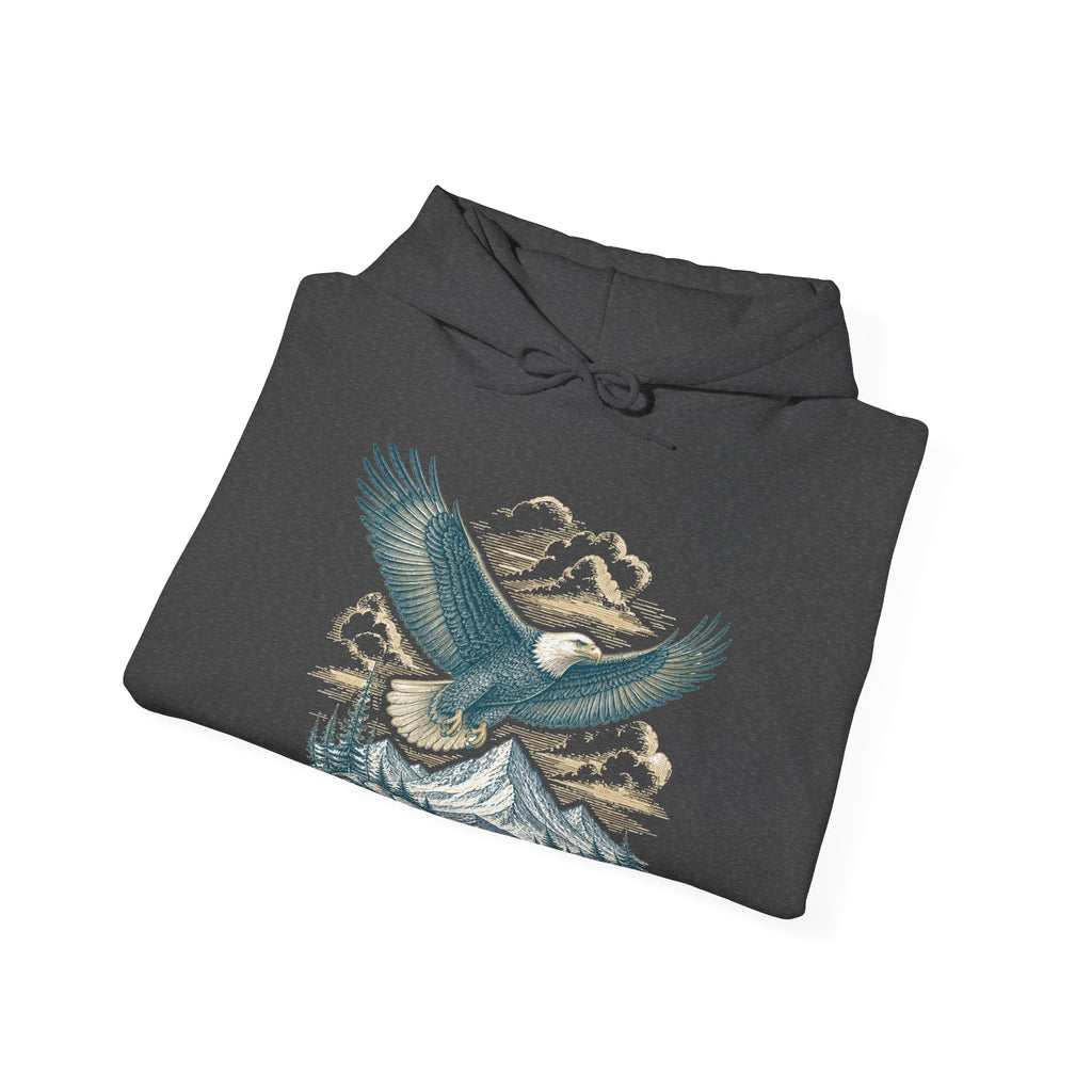 Matching Couple Sweatshirt - Eagle & Whale Matching Couple Hooded Sweatshirt Vintage Art His Hers Wedding Gift - Design A