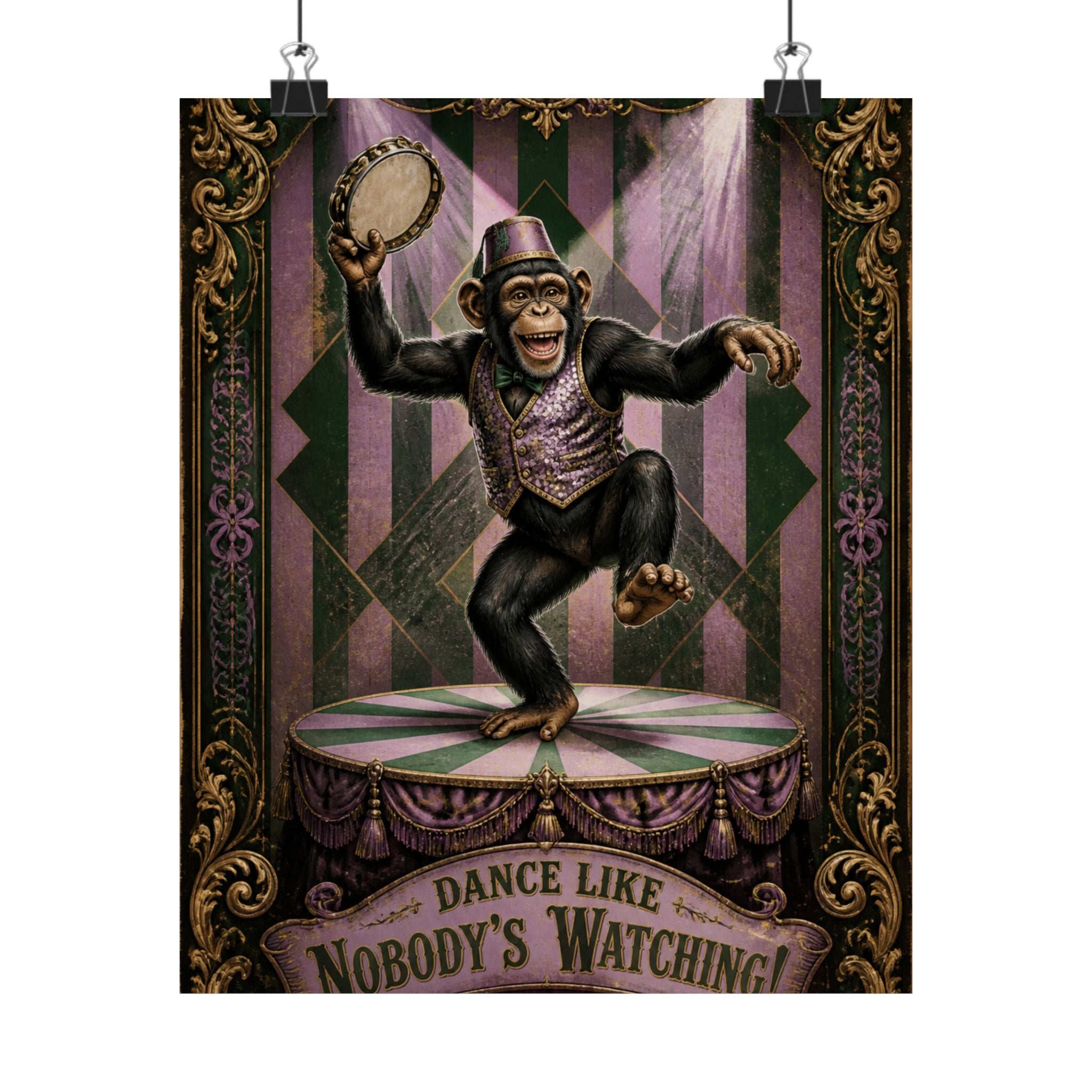 Dancing Monkey Wall Art Poster 18×24 Baroque Home Office Decor Maximalist Print