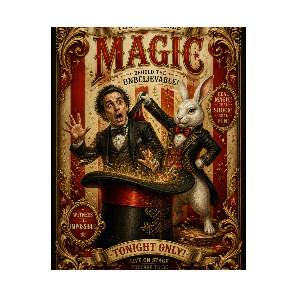 Magic Hat Rabbit Wall Art Poster 24×36 Baroque Studio Decor Maximalist Print