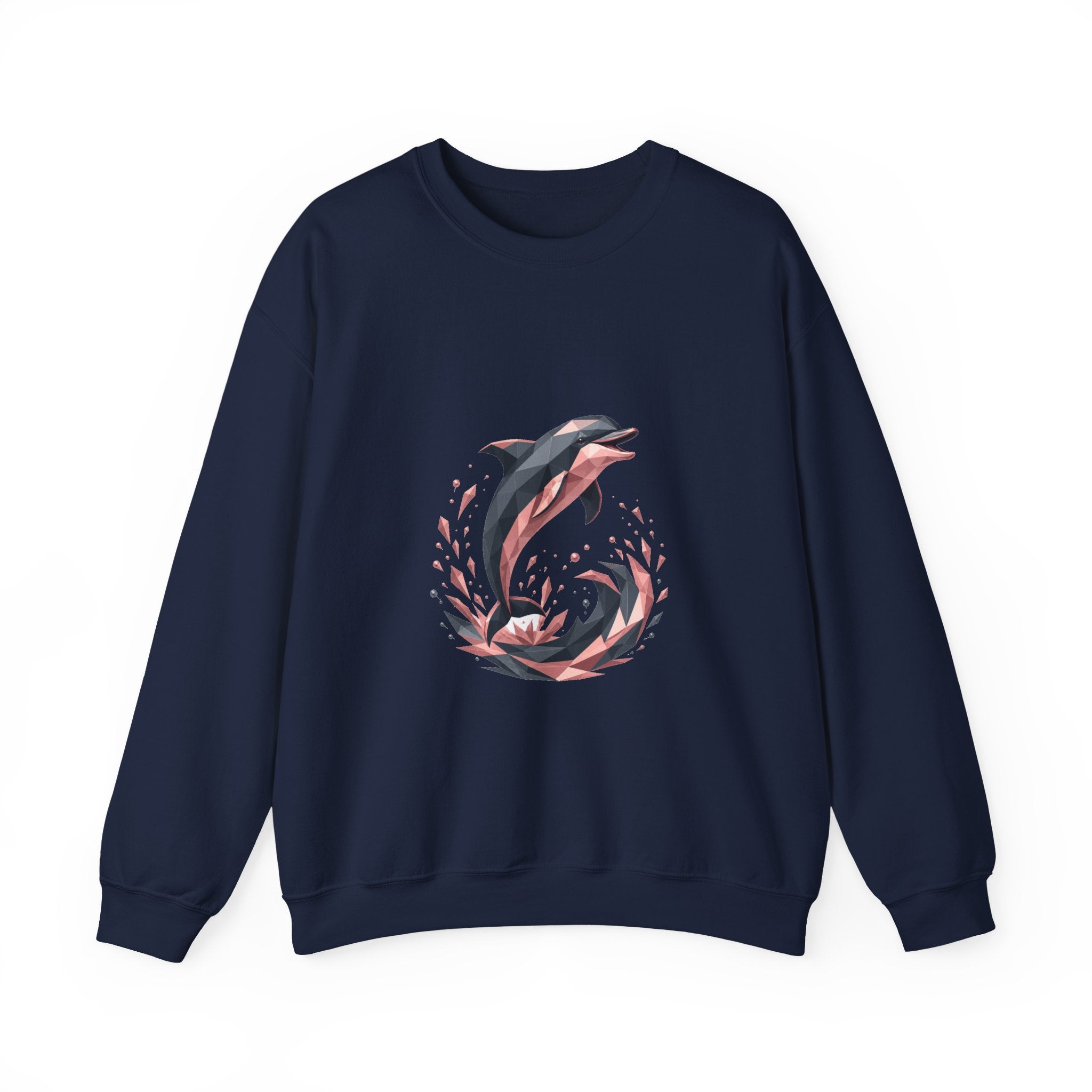 Matching Couple Sweatshirt - Shark & Dolphin Matching Couple Premium Fleece Sweatshirt Geometric Art His Hers Love Gift - Design B