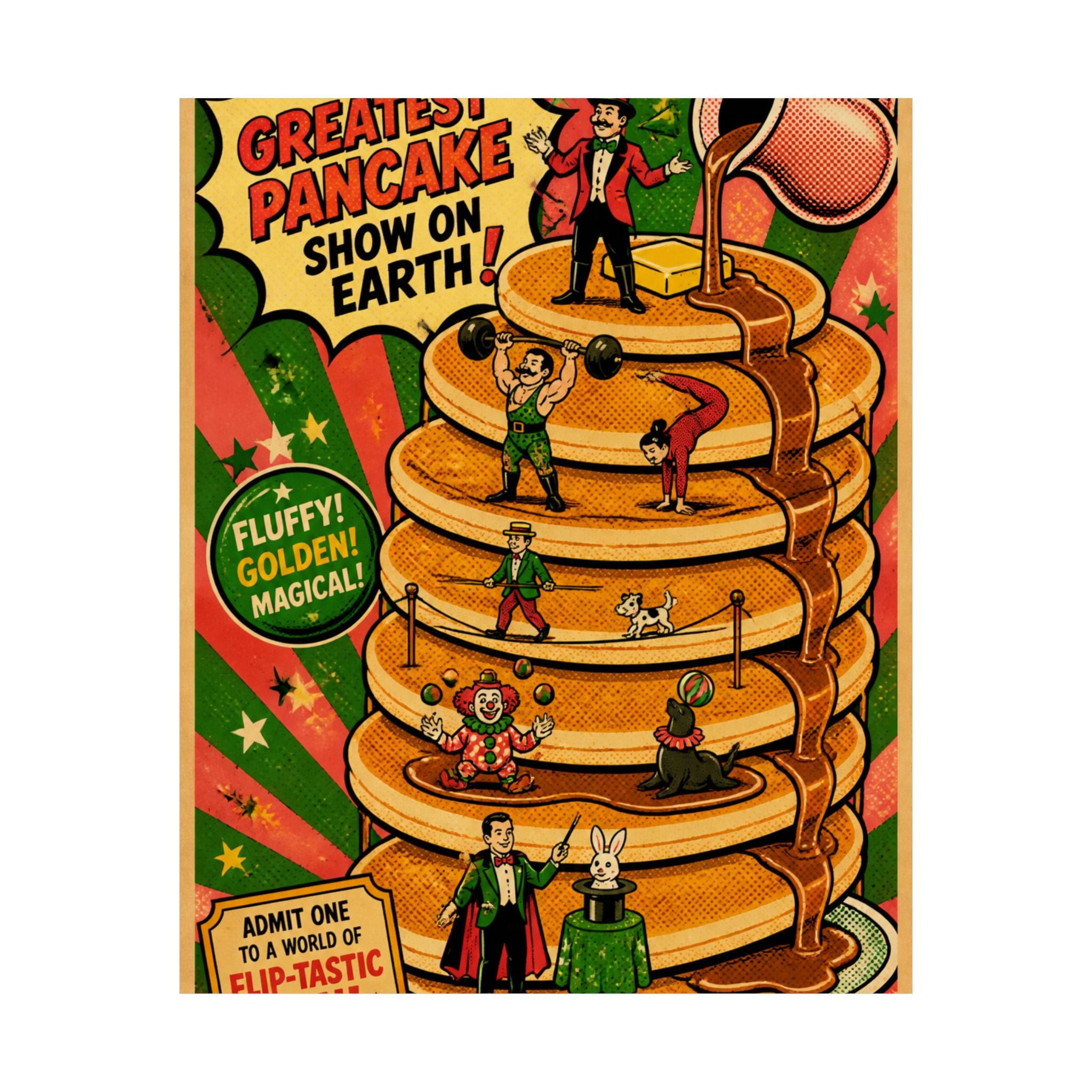 Pancake Stack Platform Wall Art Poster 18×24 Pop Art Living Room Decor Maximalist Print