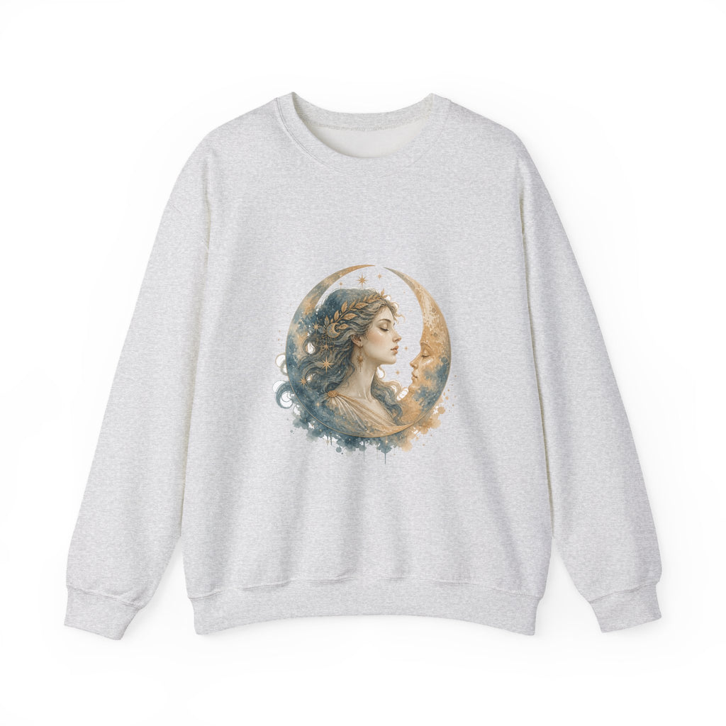 Matching Couple Sweatshirt - Helios & Selene Matching Couple Premium Fleece Sweatshirt Watercolor Art His Hers Birthday Gift - Design B