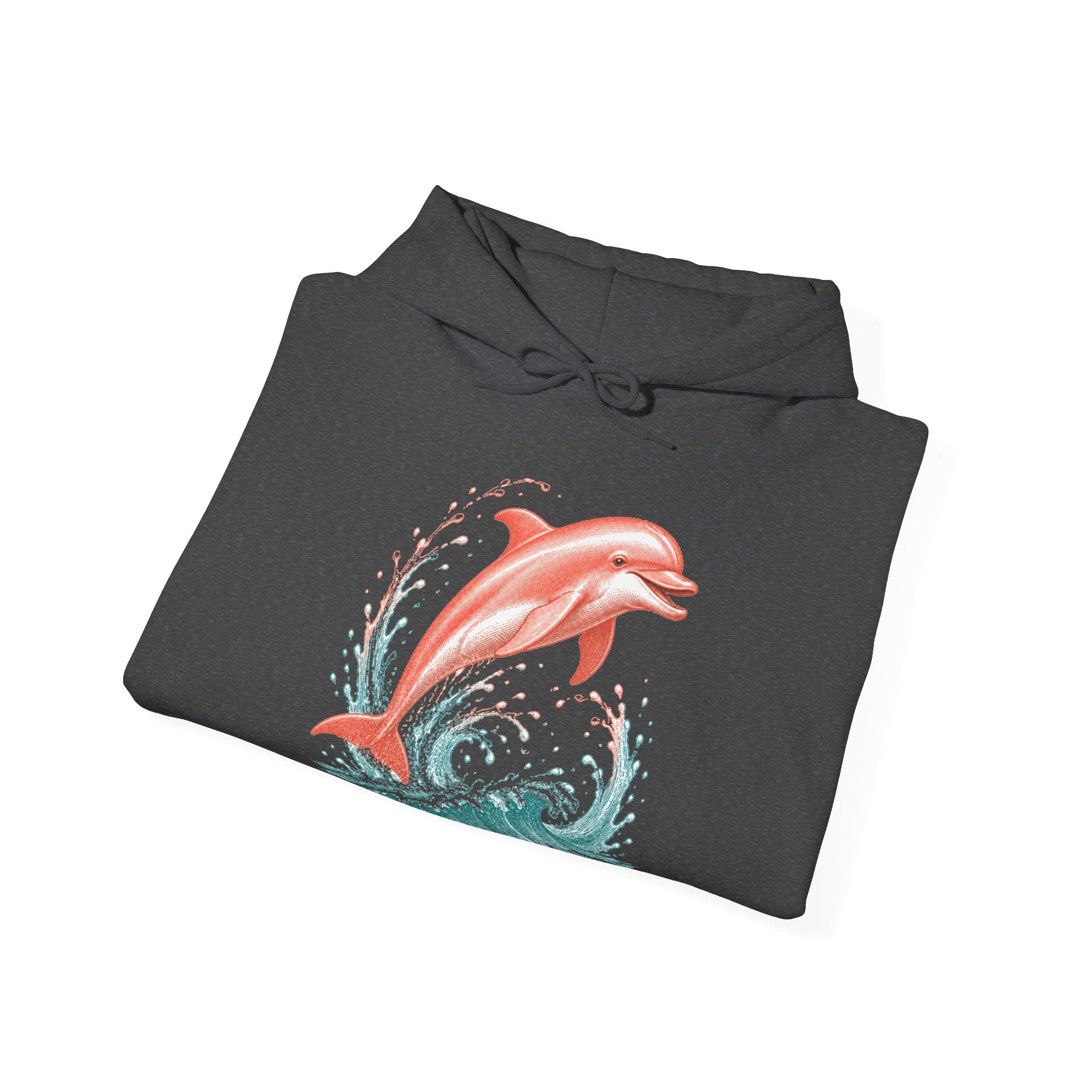 Matching Couple Sweatshirt - Shark & Dolphin Matching Couple Hooded Sweatshirt Vintage Art His Hers Wedding Gift - Design B