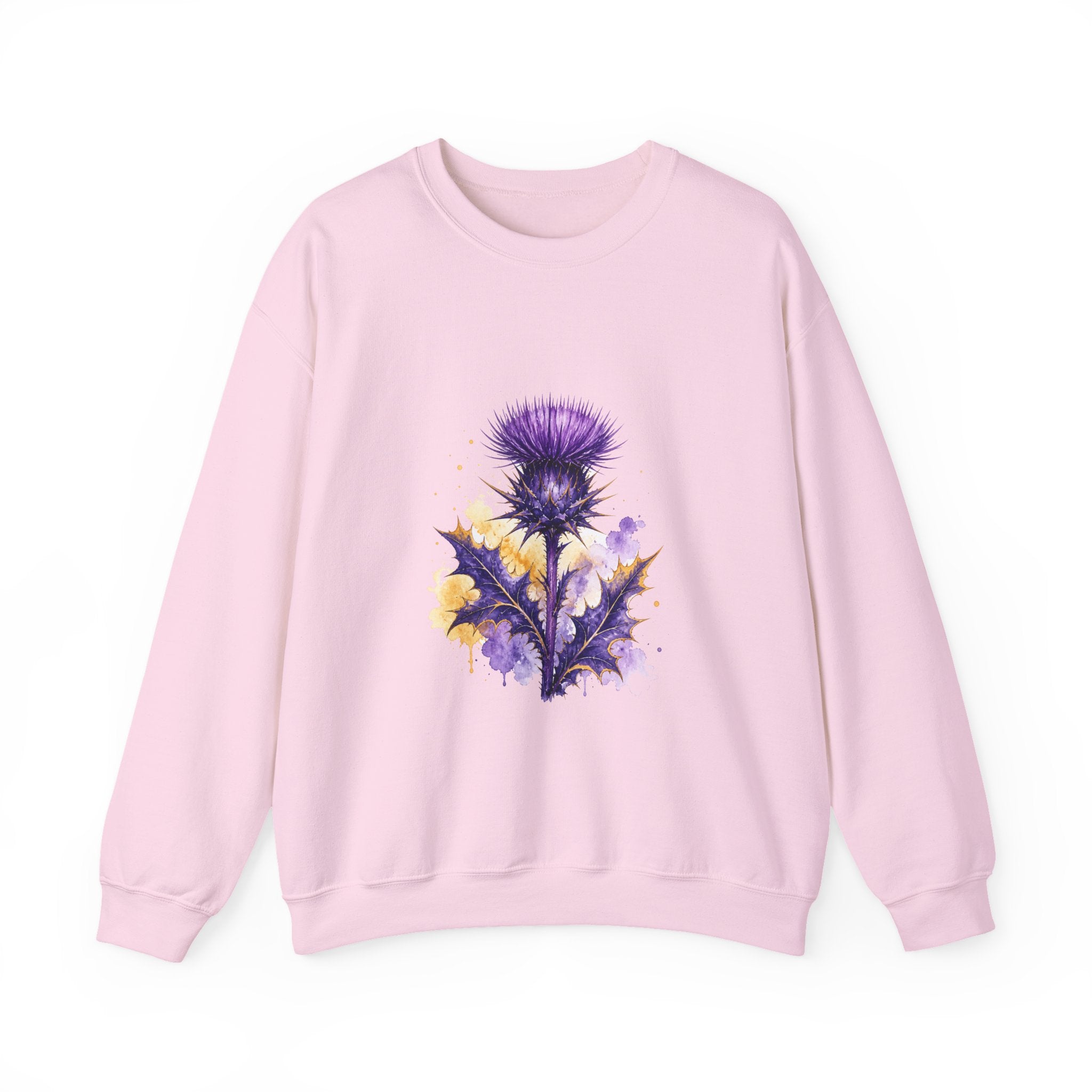 Matching Couple Sweatshirt - Lavender & Thistle Matching Couple Crewneck Sweatshirt Watercolor Art His Hers Engagement Gift - Design B