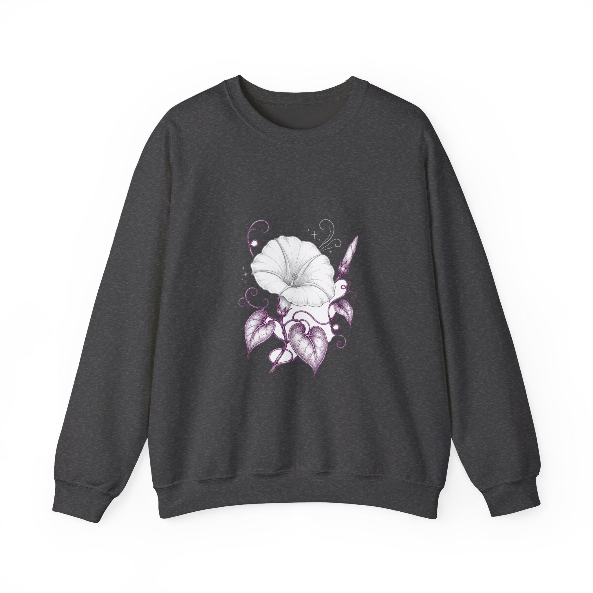 Matching Couple Sweatshirt - Sunflower & Moonflower Matching Couple Premium Fleece Sweatshirt Hand-Drawn Art His Hers Anniversary Gift - Design B