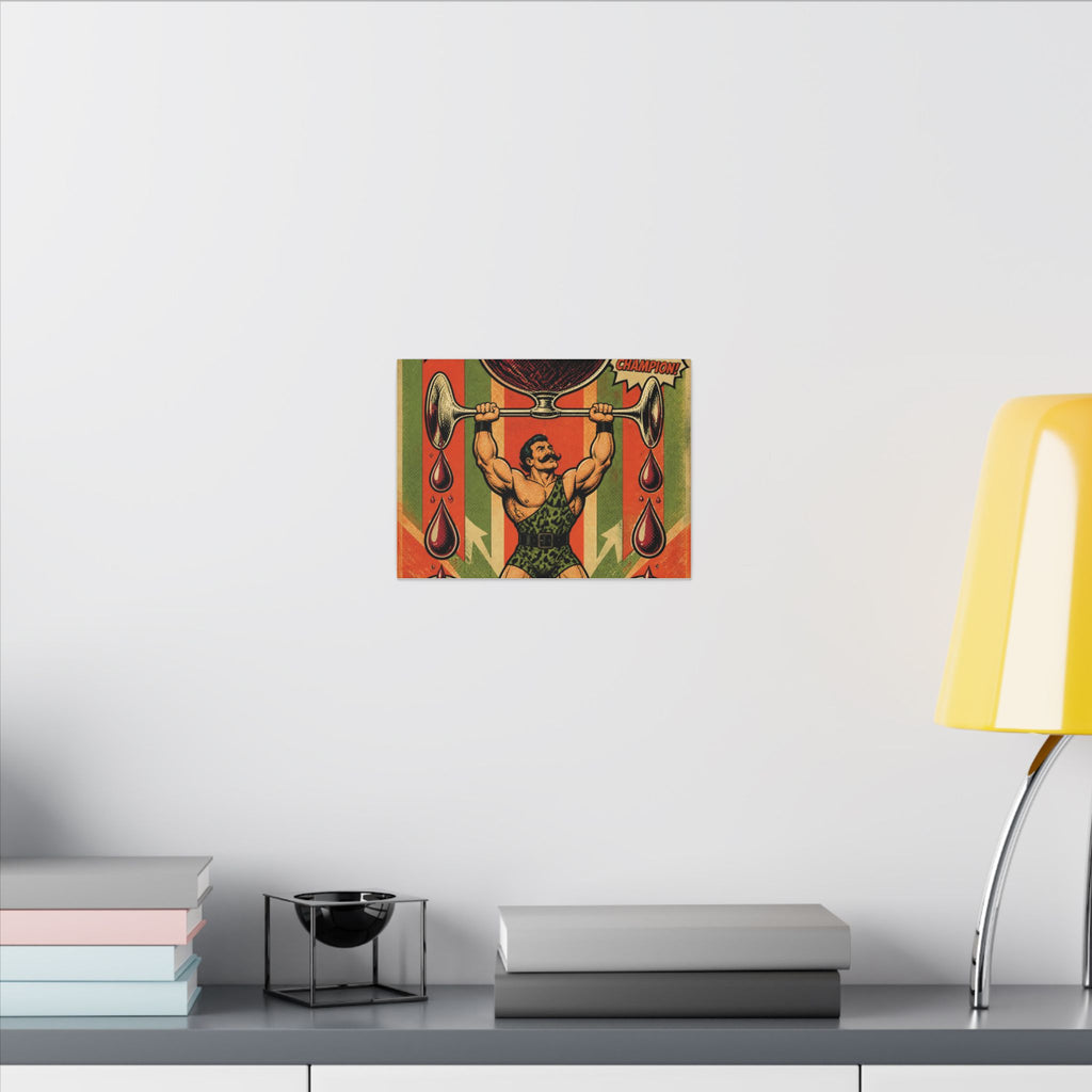 Wine Glass Strongman Wall Art Canvas 24×36 Pop Art Restaurant Decor Maximalist Print