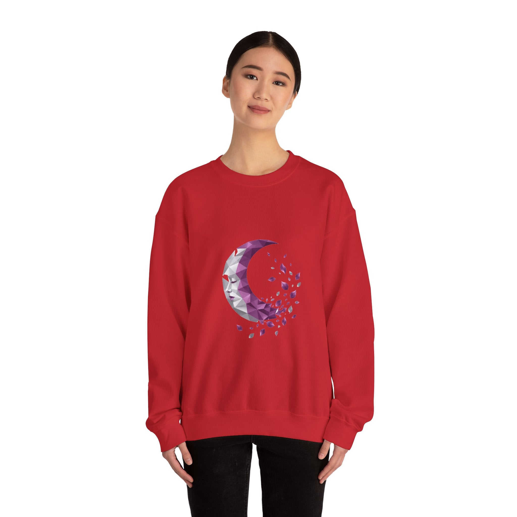 Matching Couple Sweatshirt - Waxing & Waning Moon Matching Couple Premium Fleece Sweatshirt Geometric Art His Hers Love Gift - Design B