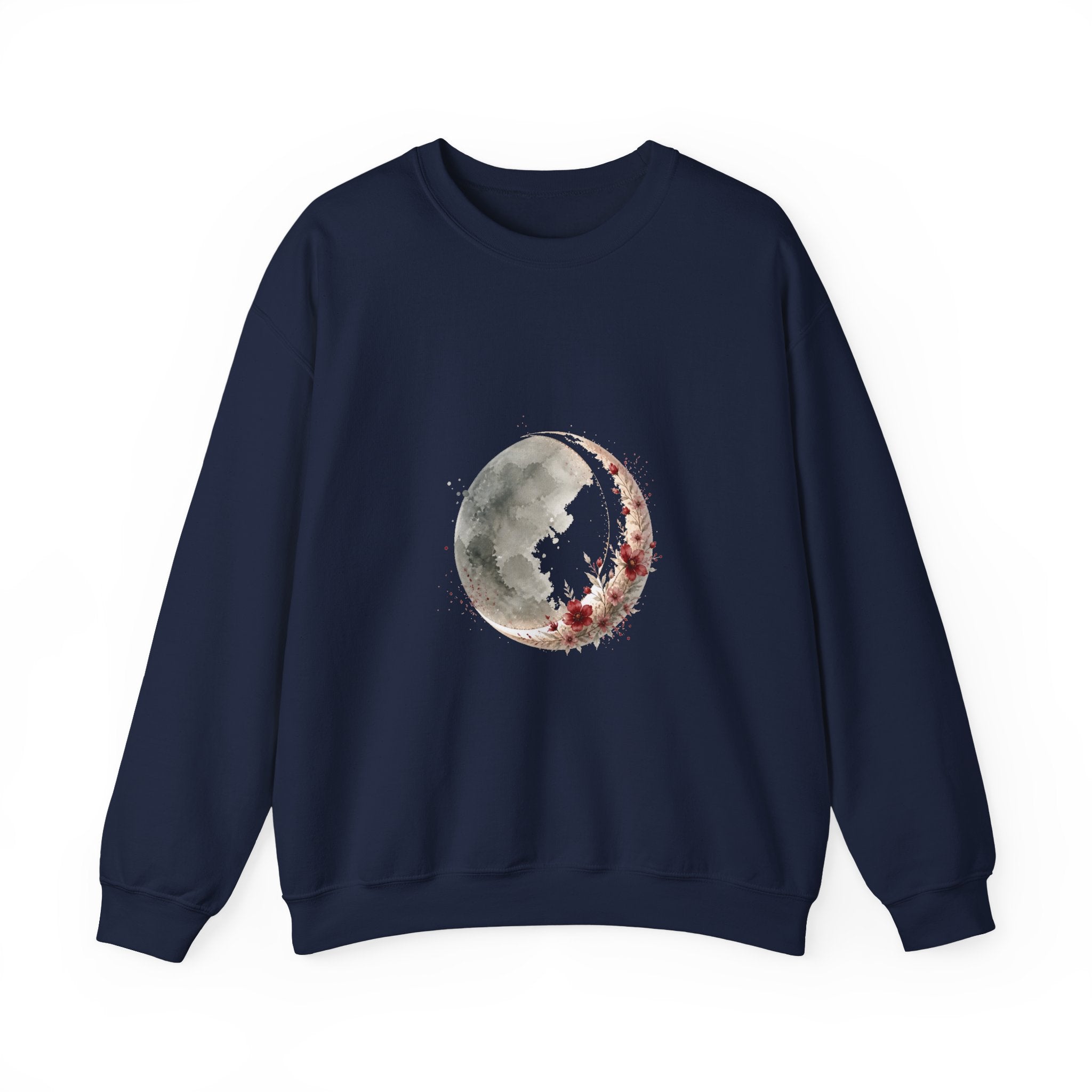 Matching Couple Sweatshirt - Waxing & Waning Moon Matching Couple Comfort Colors Crew Watercolor Art His Hers Birthday Gift - Design A