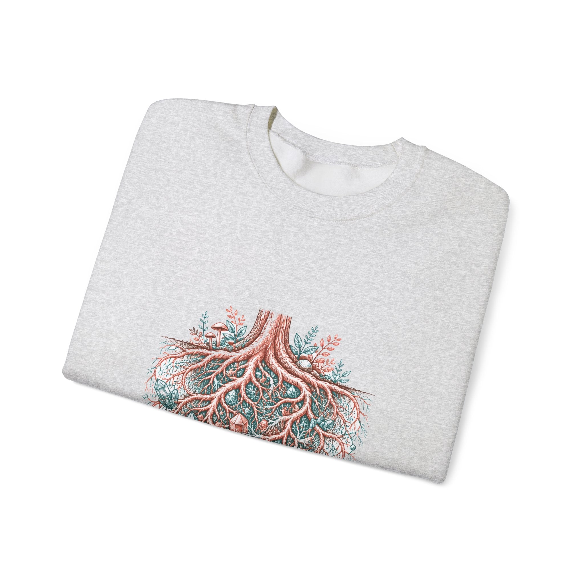 Matching Couple Sweatshirt - Ancient Oak & Deep Roots Matching Couple Crewneck Sweatshirt Hand-Drawn Art His Hers Best Friend Gift - Design B