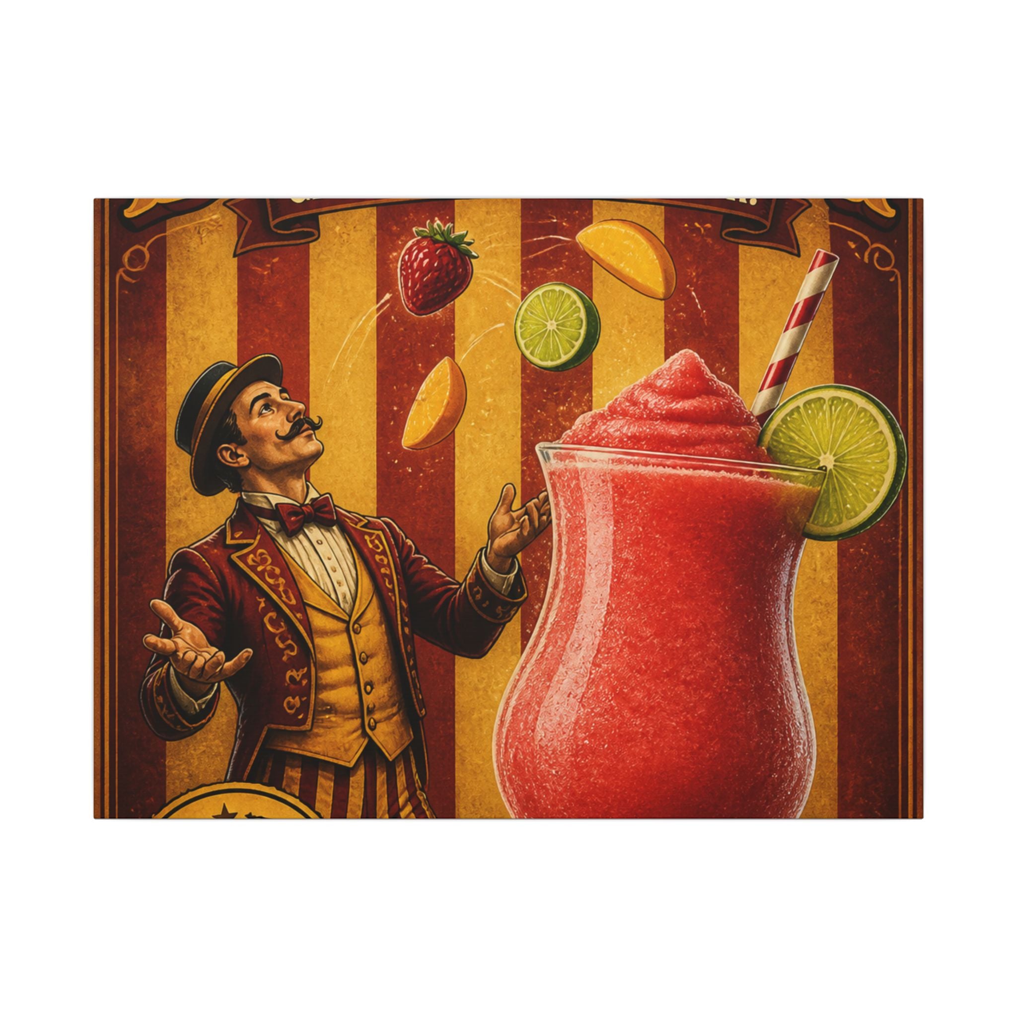 Daiquiri Fruit Juggler Wall Art Canvas 24×36 Vintage Circus Bedroom Decor Maximalist Print
