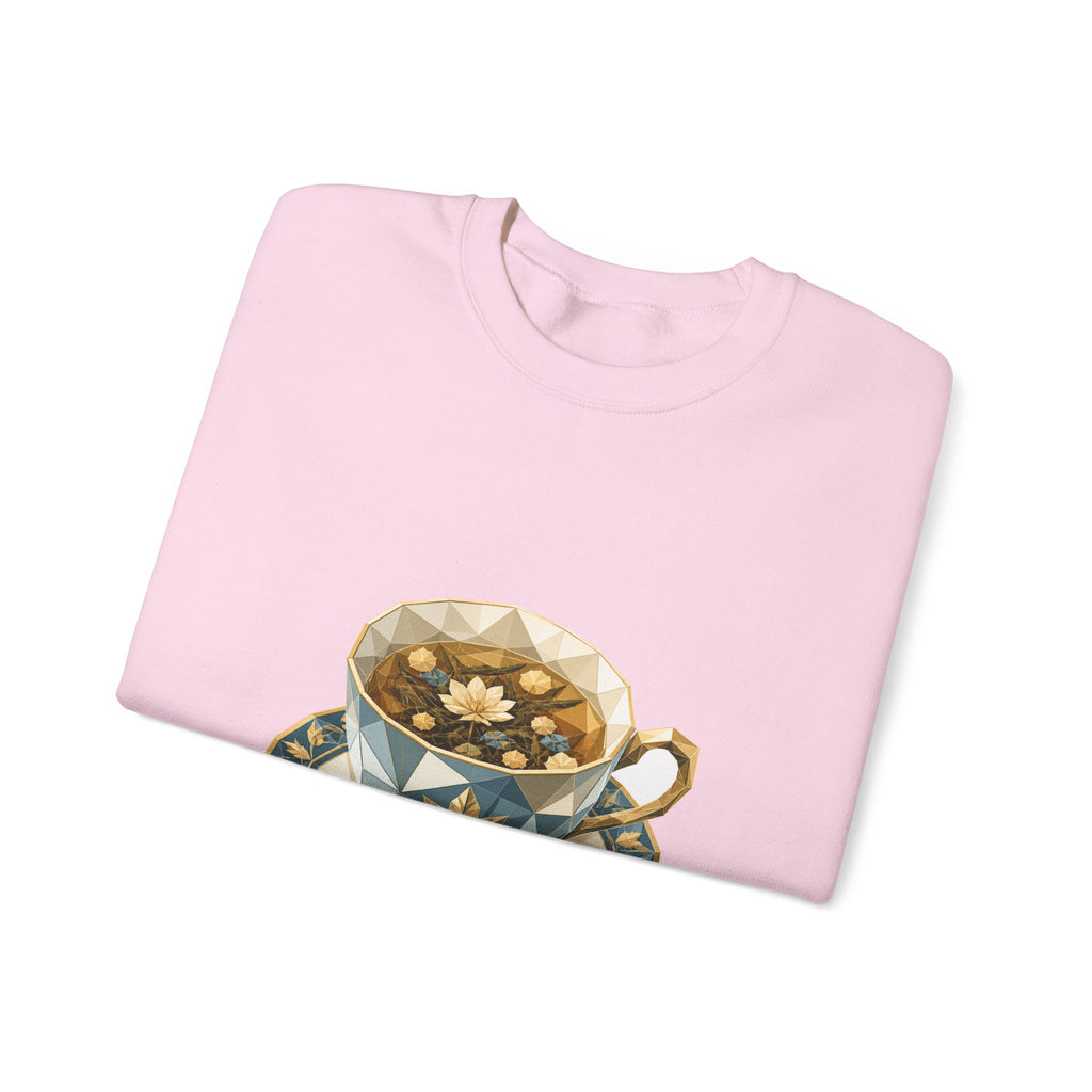 Matching Couple Sweatshirt - Coffee & Tea Matching Couple Premium Fleece Sweatshirt Geometric Art His Hers Love Gift - Design B