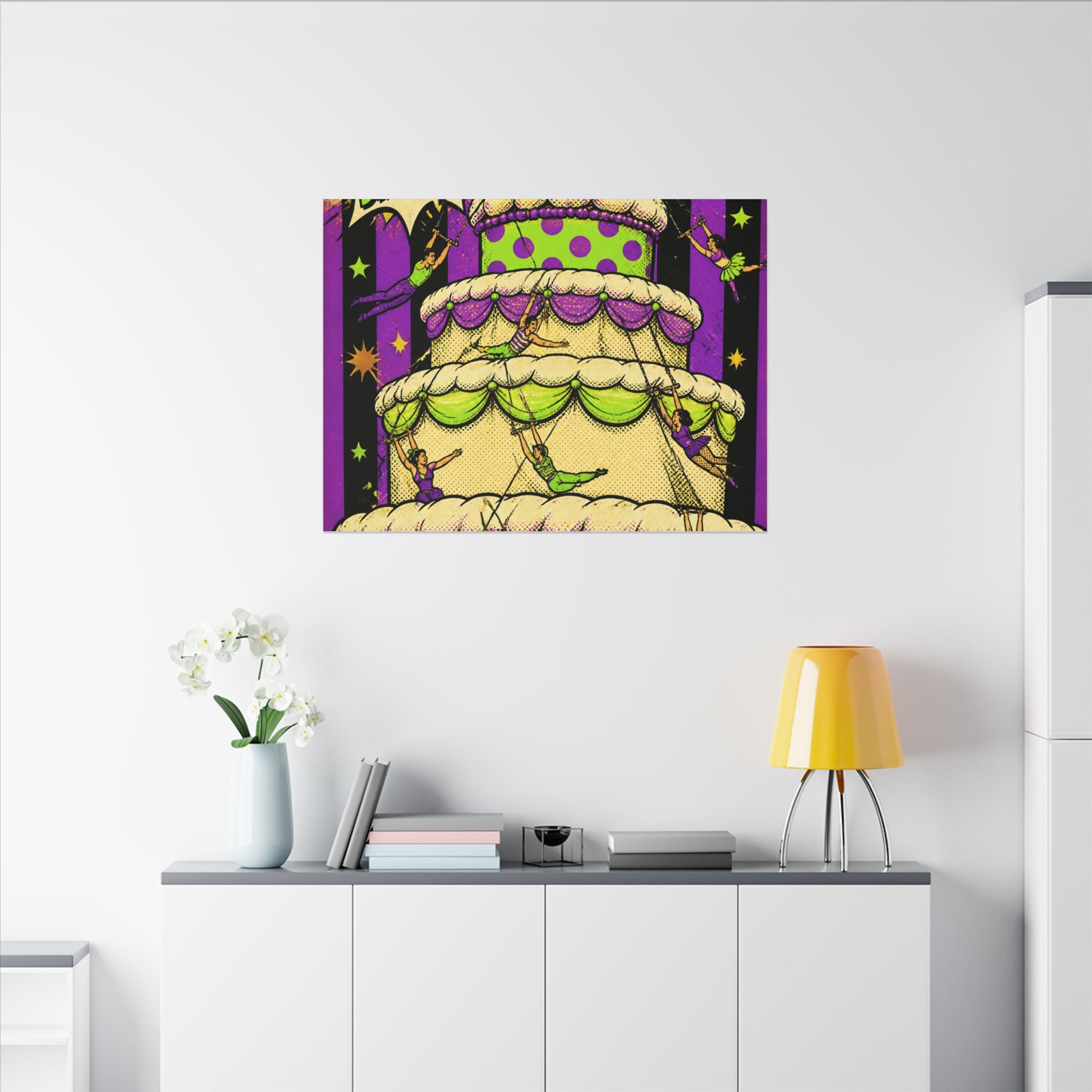 Birthday Cake Trapeze Wall Art Canvas 24×36 Pop Art Restaurant Decor Maximalist Print