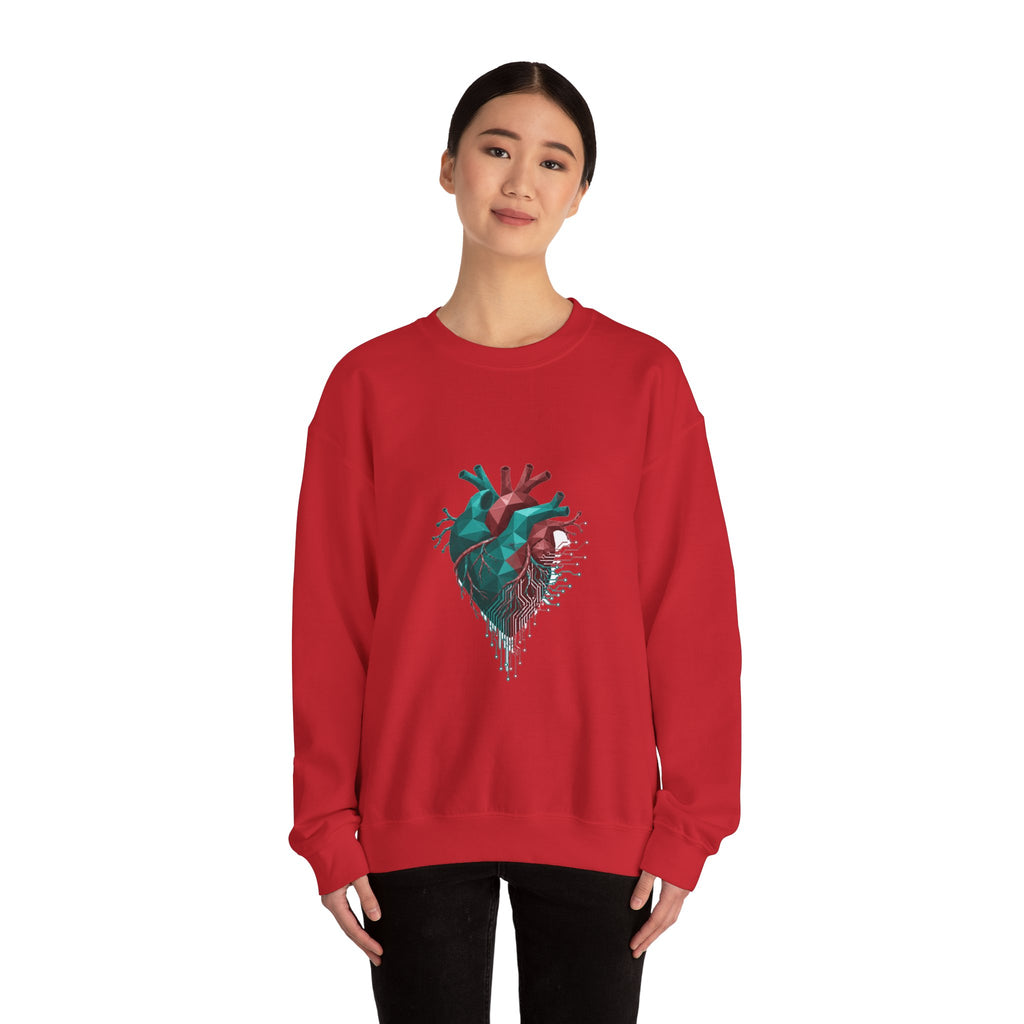 Matching Couple Sweatshirt - Robot & Heart Matching Couple Comfort Colors Crew Geometric Art His Hers Love Gift - Design B