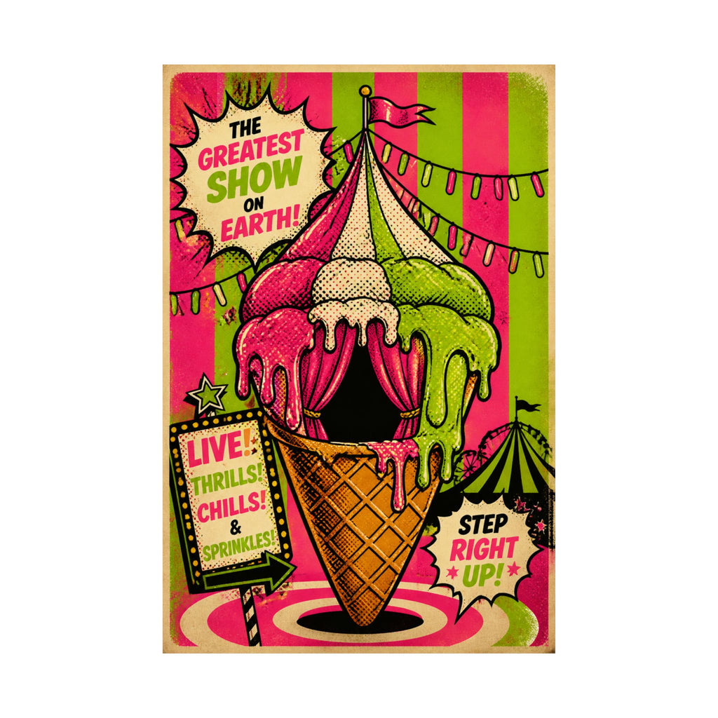 Ice Cream Cone Circus Tent Wall Art Poster 24×36 Pop Art Restaurant Decor Maximalist Print