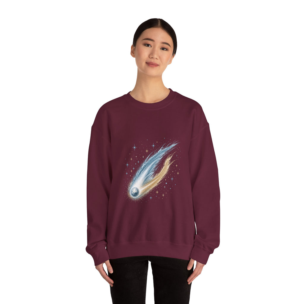 Matching Couple Sweatshirt - Comet & Asteroid Matching Couple Premium Fleece Sweatshirt Hand-Drawn Art His Hers Anniversary Gift - Design A
