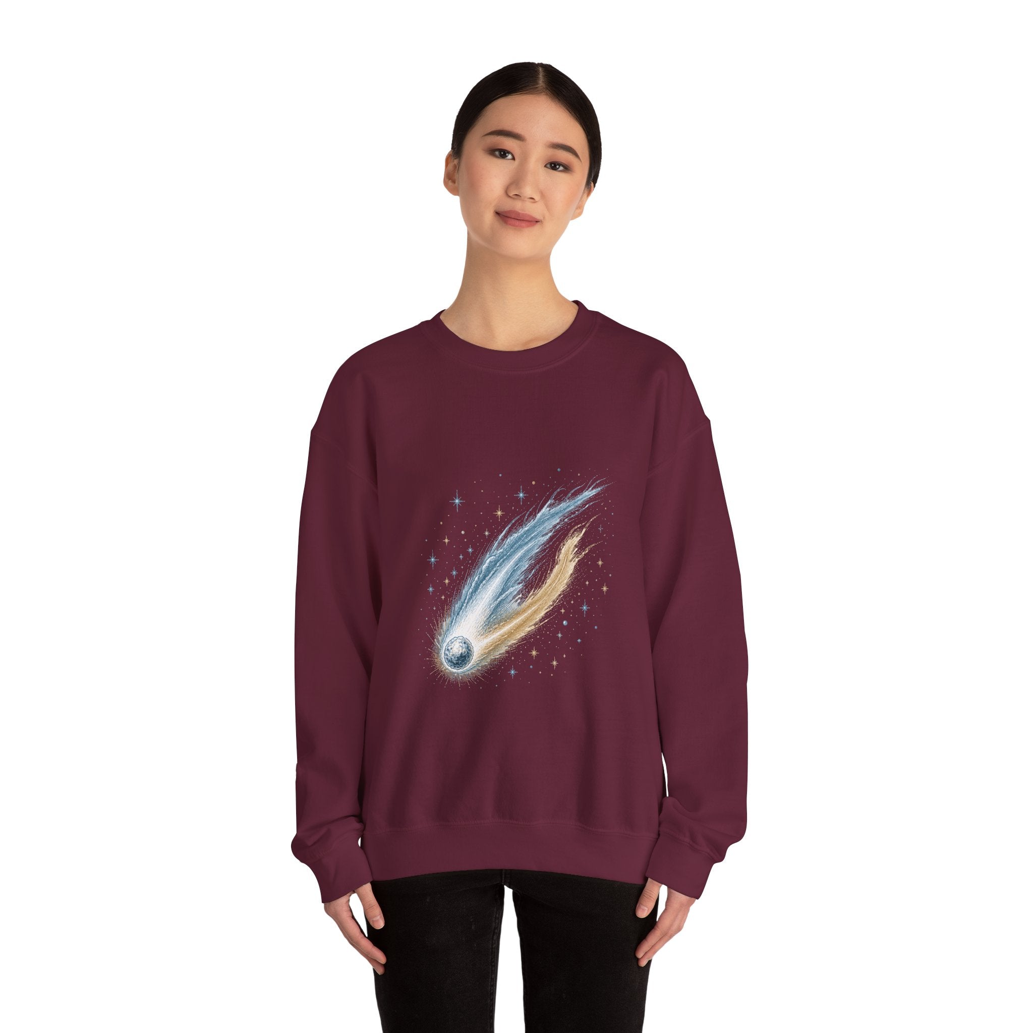 Matching Couple Sweatshirt - Comet & Asteroid Matching Couple Premium Fleece Sweatshirt Hand-Drawn Art His Hers Anniversary Gift - Design A