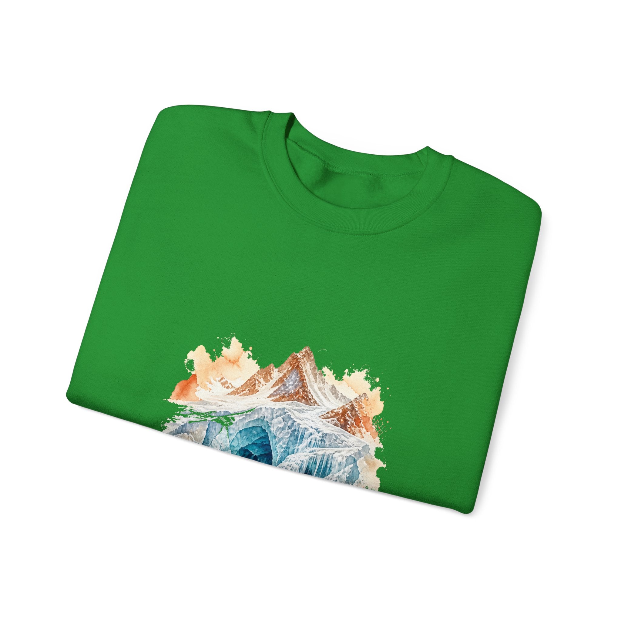 Matching Couple Sweatshirt - Volcano & Glacier Matching Couple Crewneck Sweatshirt Watercolor Art His Hers Engagement Gift - Design B