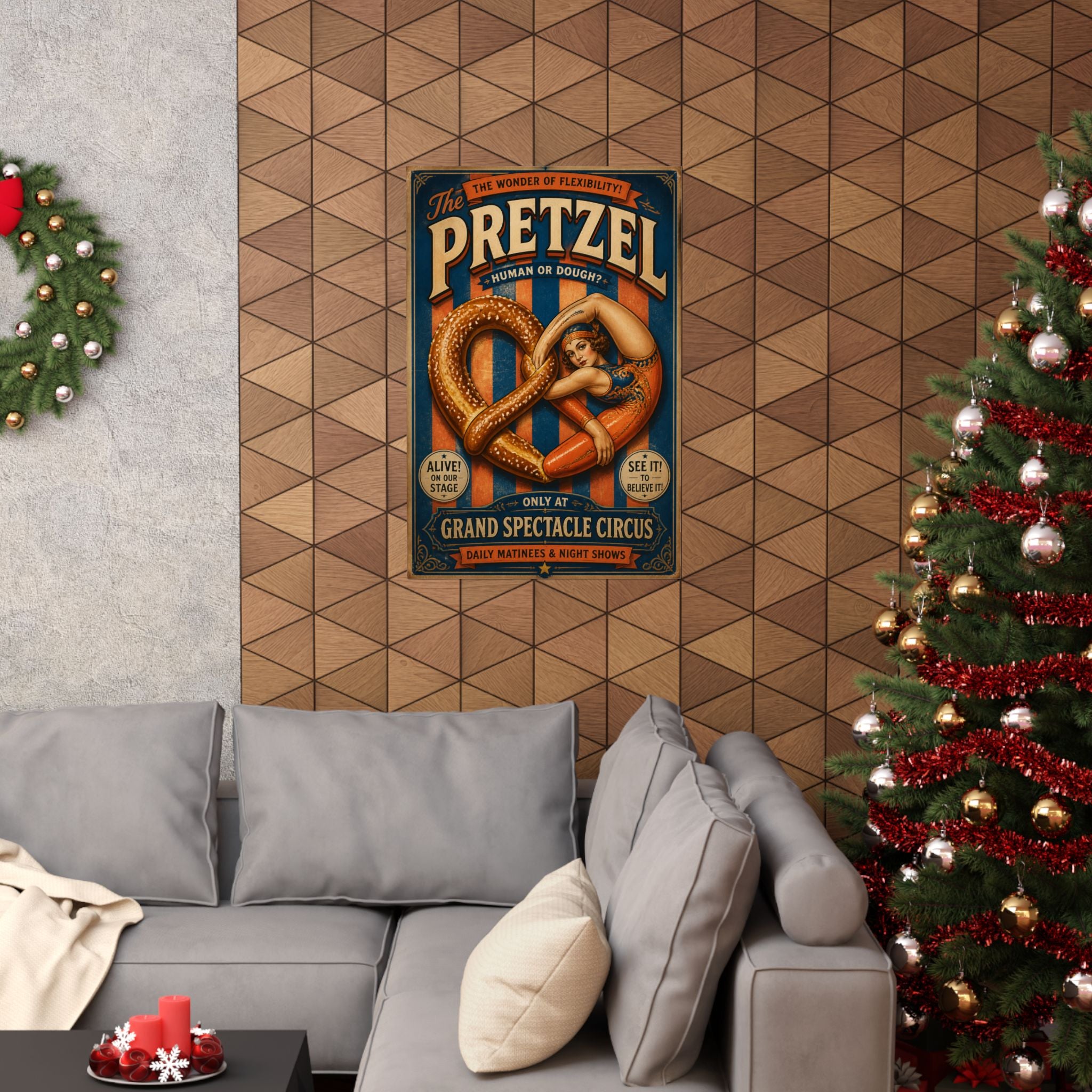 Pretzel Contortionist Wall Art Poster 24×36 Vintage Circus Bedroom Decor Maximalist Print