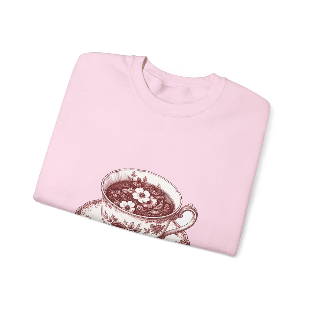 Matching Couple Sweatshirt - Coffee & Tea Matching Couple Comfort Colors Crew Hand-Drawn Art His Hers Anniversary Gift - Design B